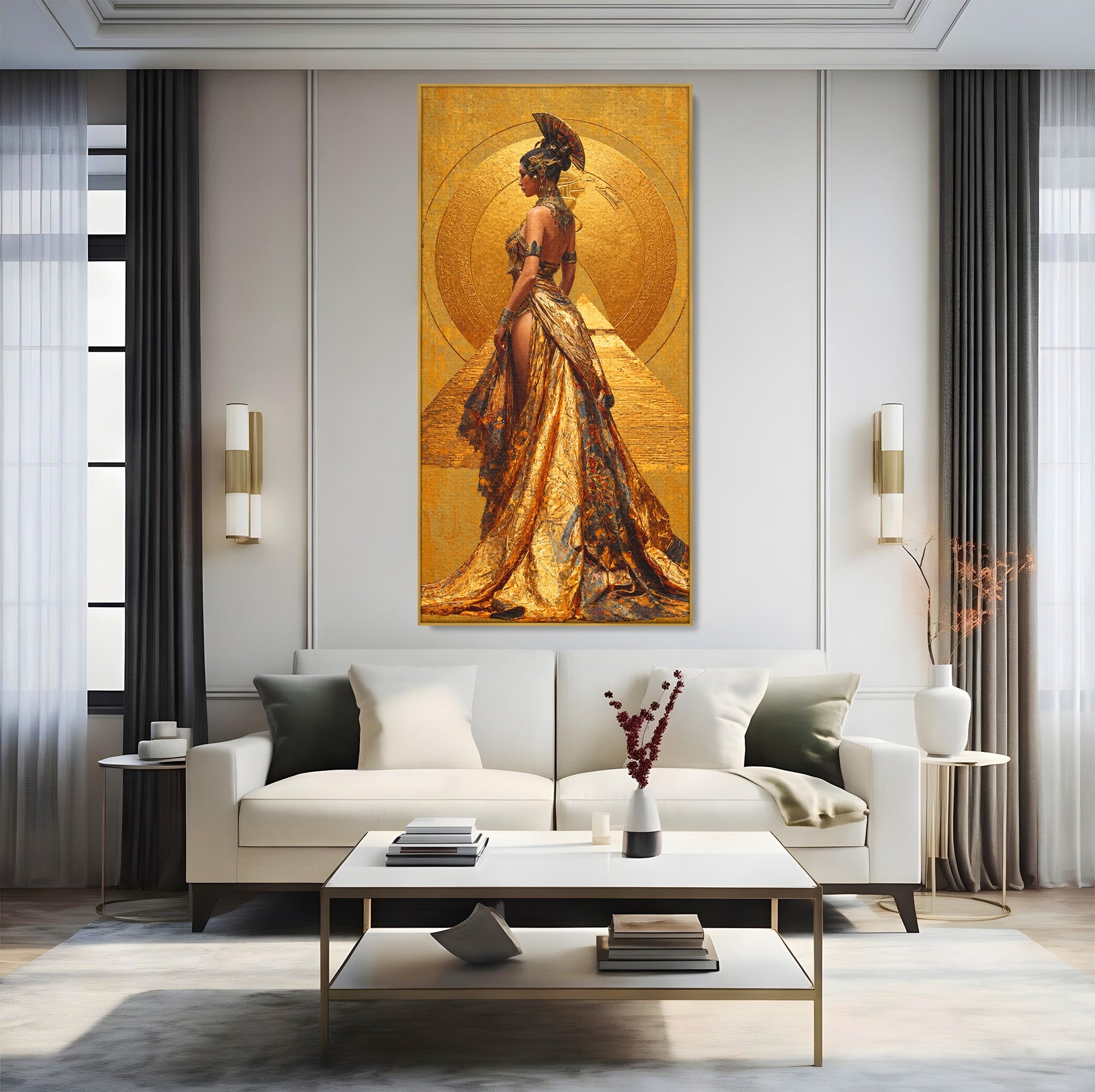 Tablou Canvas Premium LuxCanva® T1032, Regina Egipteana, Egipt, Regina, Portret, Istorie, Eleganta, Dormitor, Culori Vibrante