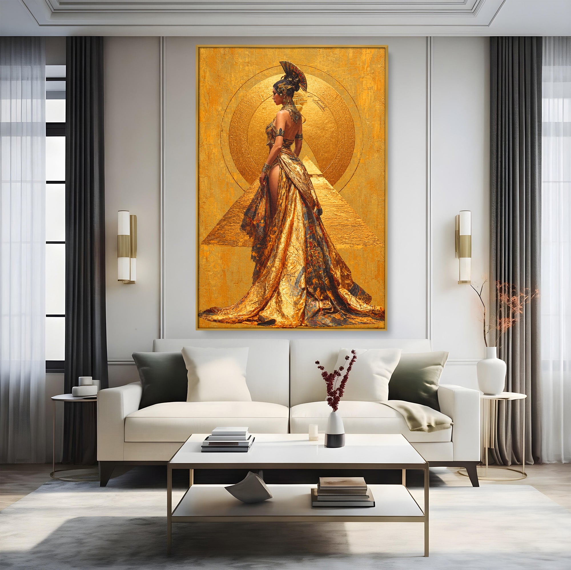 Tablou Canvas Premium LuxCanva® T1032, Regina Egipteana, Egipt, Regina, Portret, Istorie, Eleganta, Dormitor, Culori Vibrante