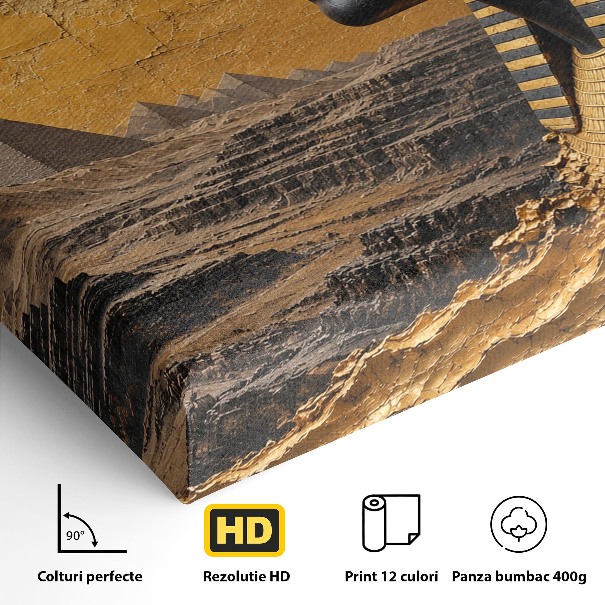 Tablou Canvas Premium LuxCanva® T1033, Faraonul Egiptean, Egipt, Faraon, Istorie, Piramida, Living, Culori Vibrante