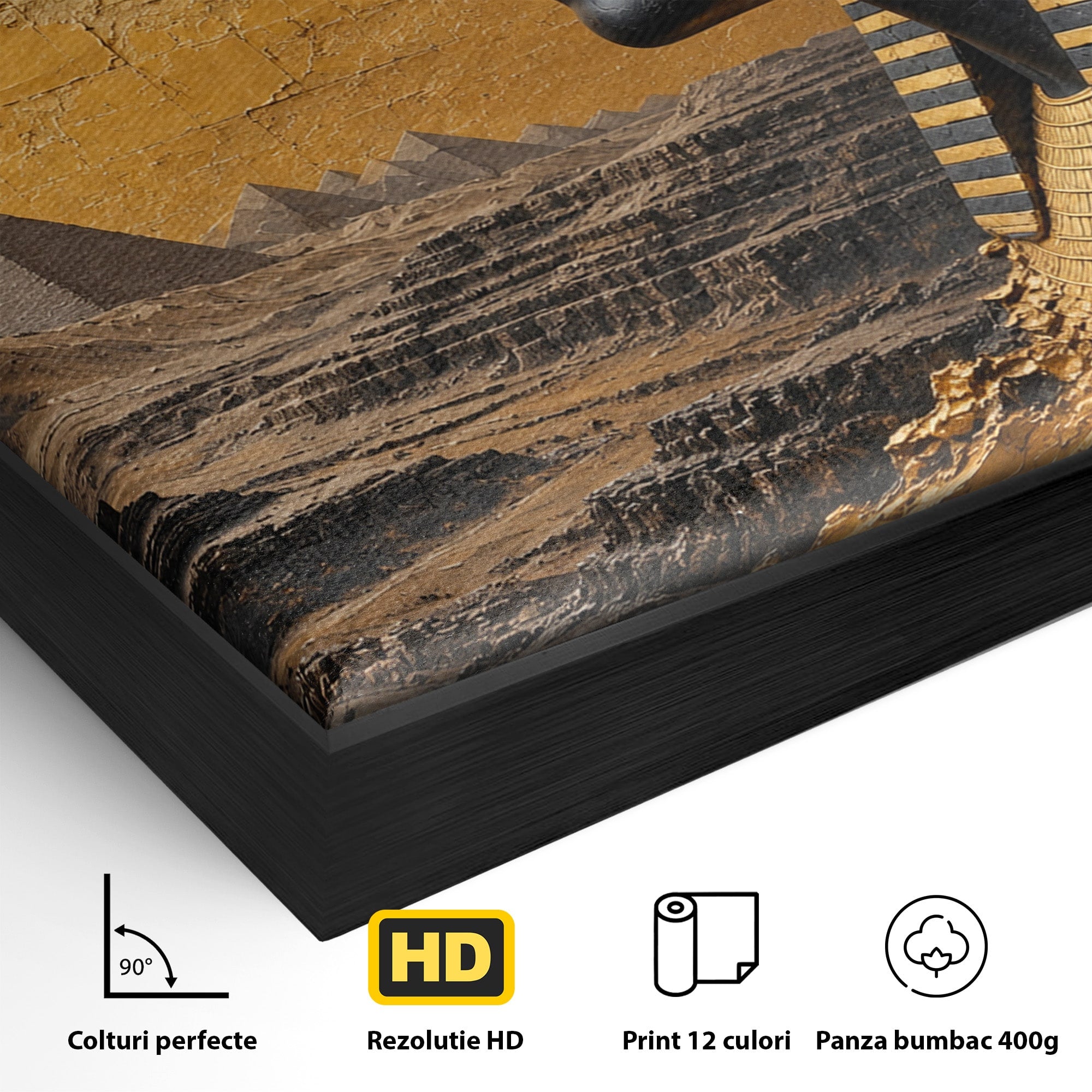 Tablou Canvas Premium LuxCanva® T1033, Faraonul Egiptean, Egipt, Faraon, Istorie, Piramida, Living, Culori Vibrante