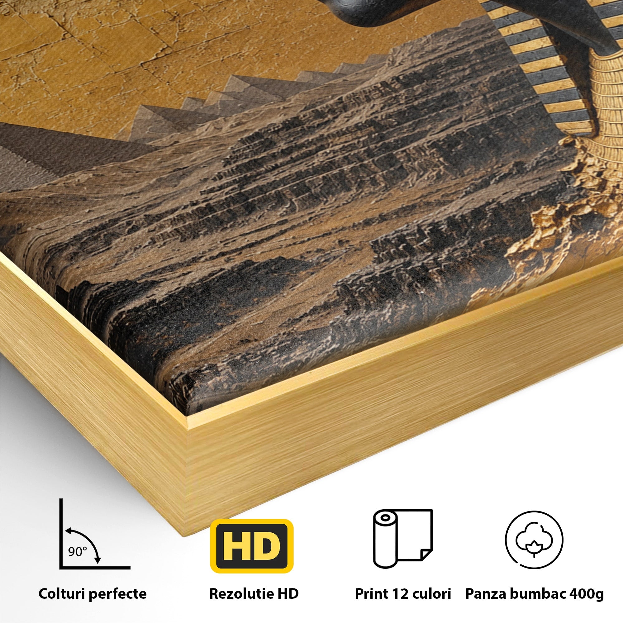 Tablou Canvas Premium LuxCanva® T1033, Faraonul Egiptean, Egipt, Faraon, Istorie, Piramida, Living, Culori Vibrante