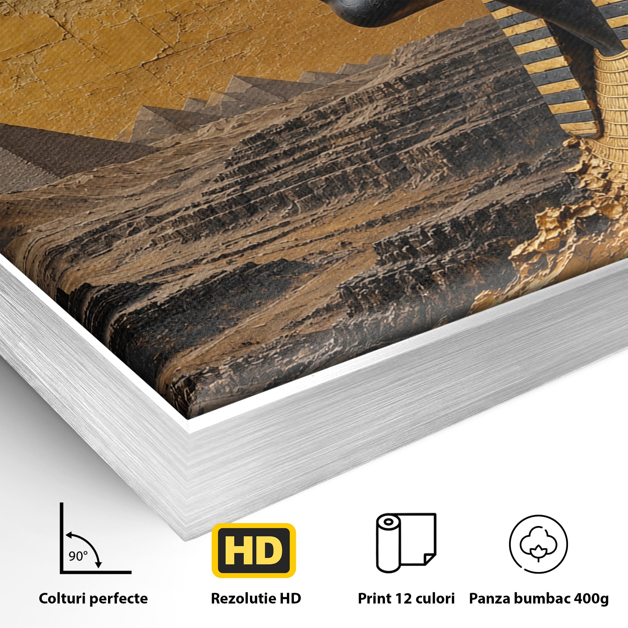 Tablou Canvas Premium LuxCanva® T1033, Faraonul Egiptean, Egipt, Faraon, Istorie, Piramida, Living, Culori Vibrante