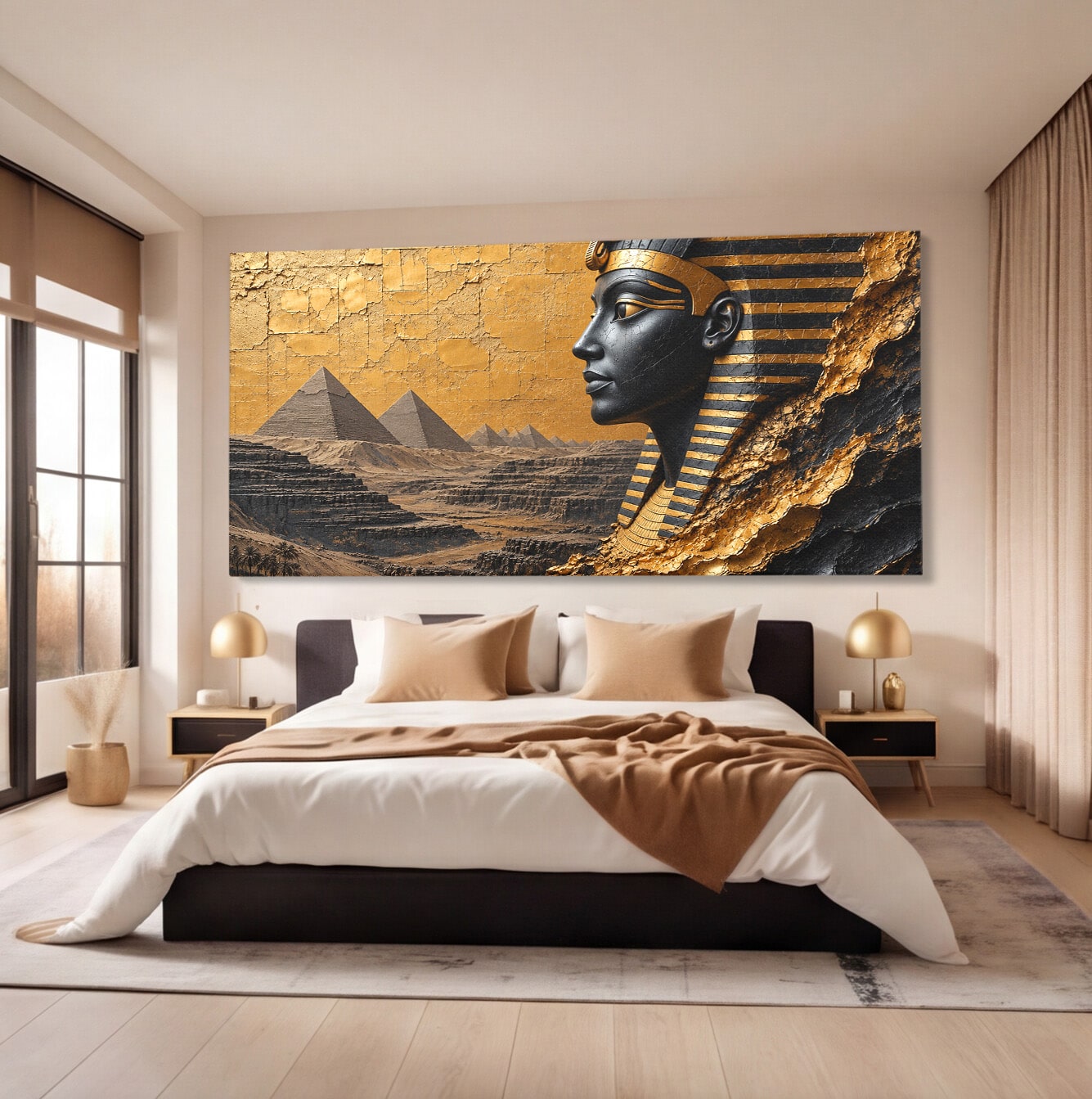 Tablou Canvas Premium LuxCanva® T1033, Faraonul Egiptean, Egipt, Faraon, Istorie, Piramida, Living, Culori Vibrante