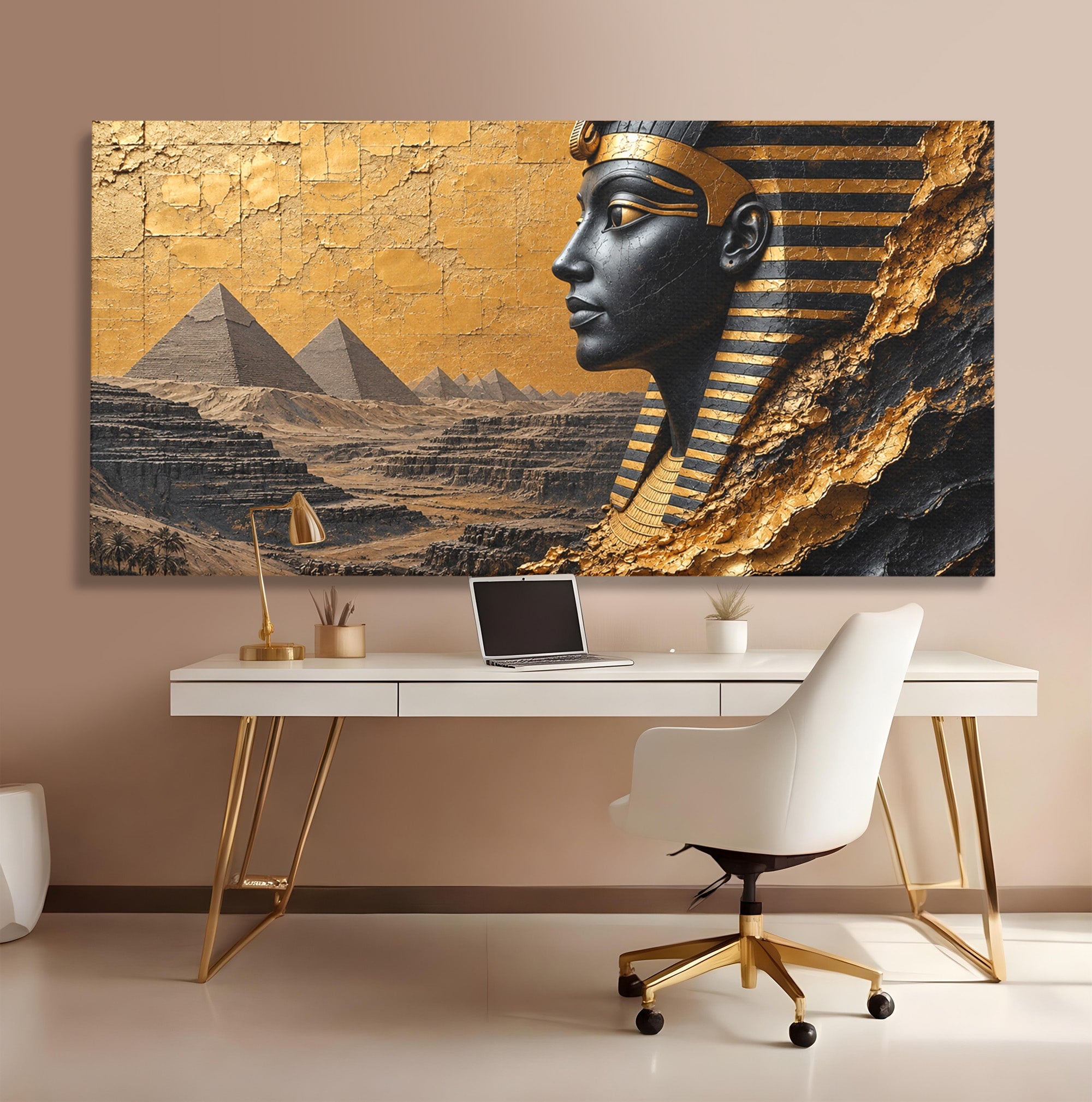 Tablou Canvas Premium LuxCanva® T1033, Faraonul Egiptean, Egipt, Faraon, Istorie, Piramida, Living, Culori Vibrante