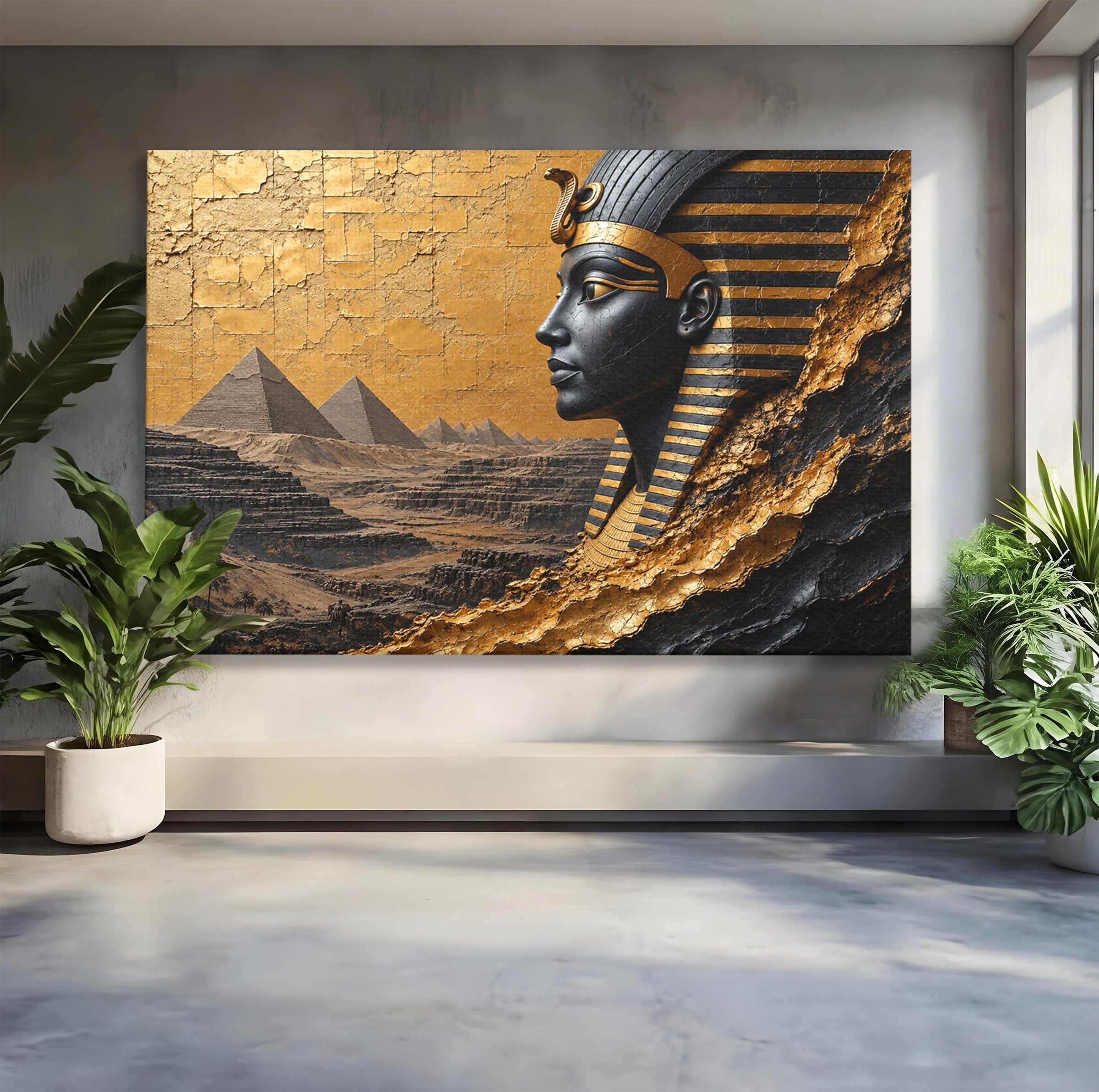 Tablou Canvas Premium LuxCanva® T1033, Faraonul Egiptean, Egipt, Faraon, Istorie, Piramida, Living, Culori Vibrante