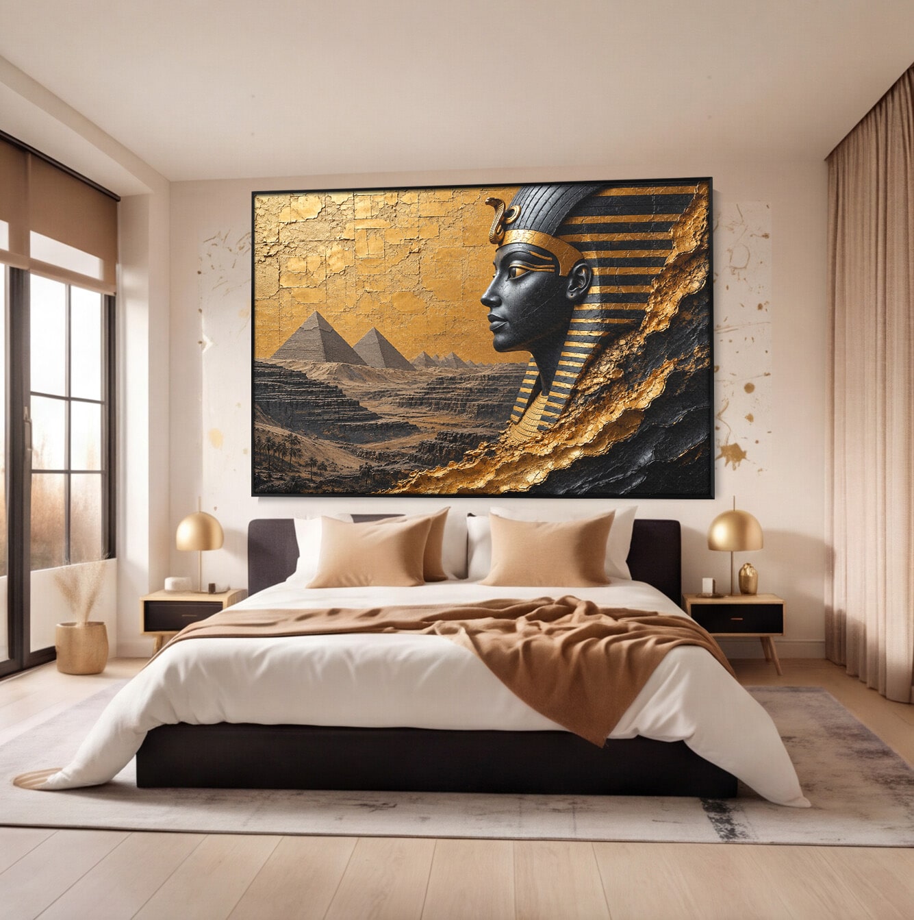 Tablou Canvas Premium LuxCanva® T1033, Faraonul Egiptean, Egipt, Faraon, Istorie, Piramida, Living, Culori Vibrante