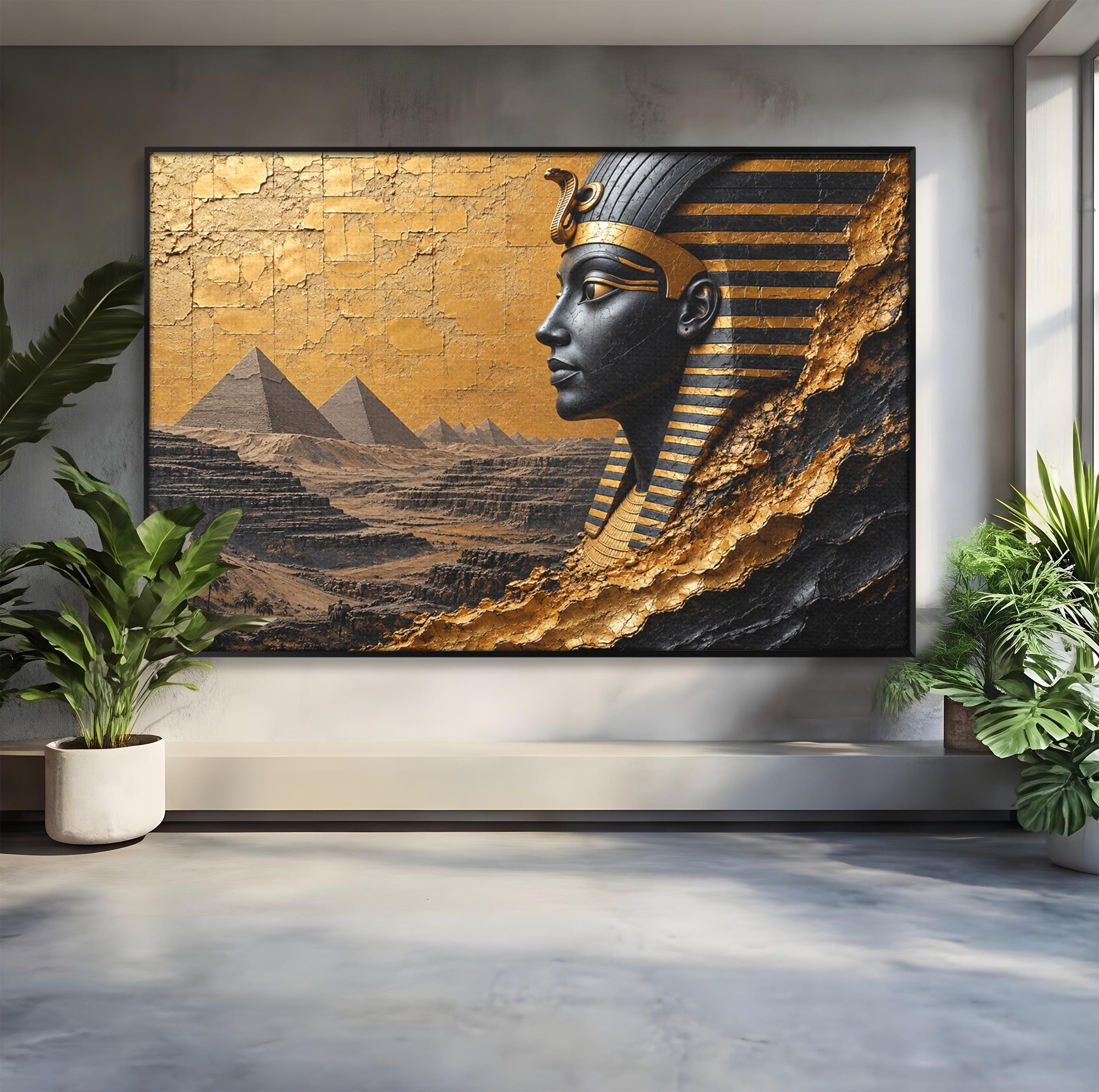 Tablou Canvas Premium LuxCanva® T1033, Faraonul Egiptean, Egipt, Faraon, Istorie, Piramida, Living, Culori Vibrante