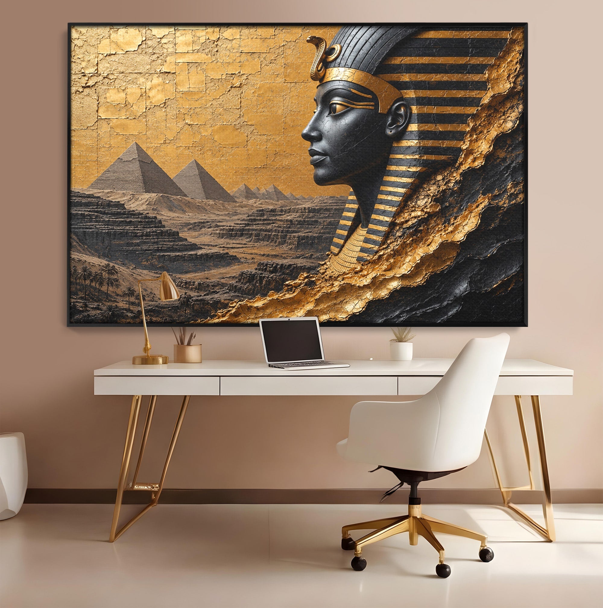 Tablou Canvas Premium LuxCanva® T1033, Faraonul Egiptean, Egipt, Faraon, Istorie, Piramida, Living, Culori Vibrante