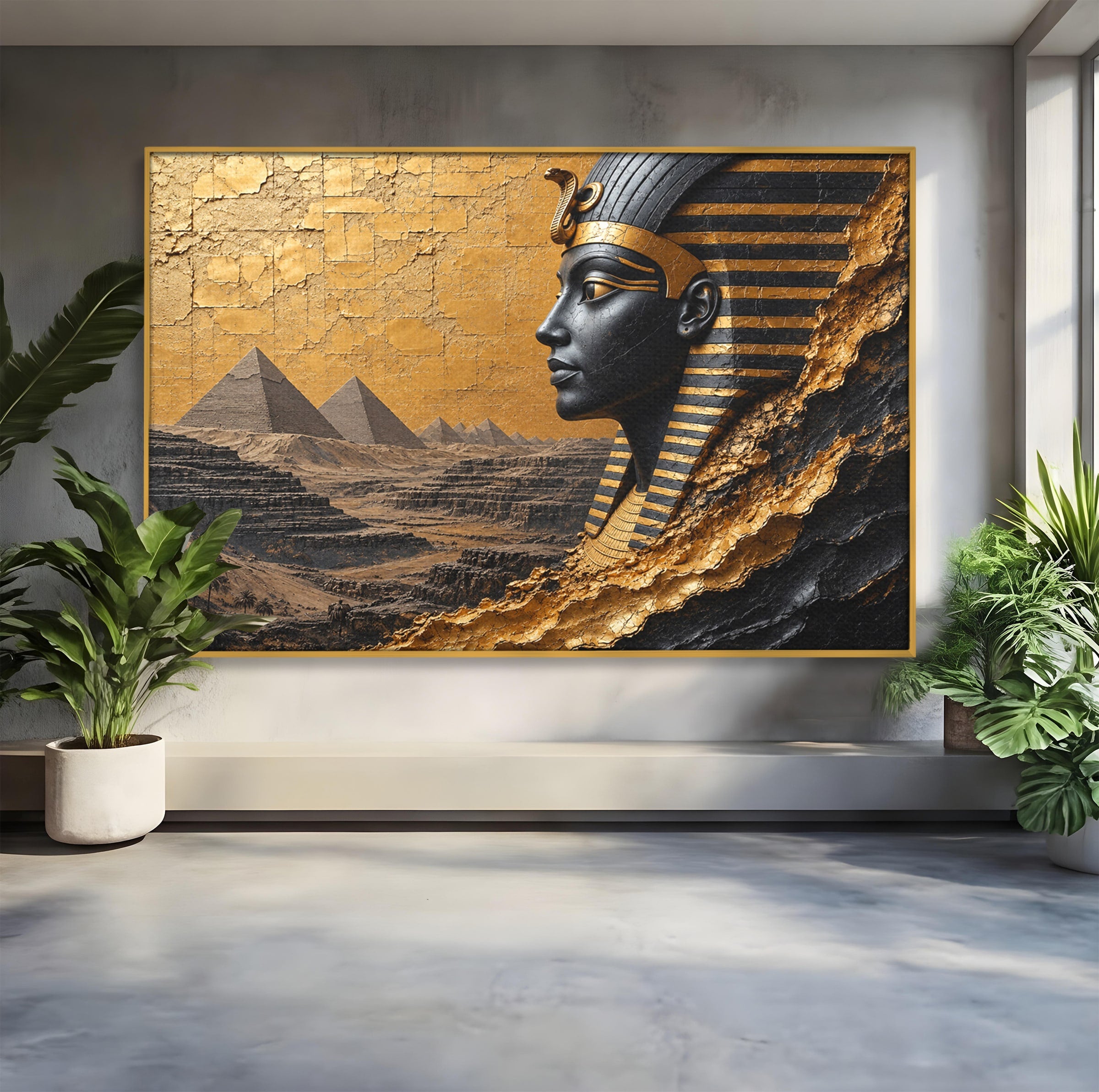 Tablou Canvas Premium LuxCanva® T1033, Faraonul Egiptean, Egipt, Faraon, Istorie, Piramida, Living, Culori Vibrante