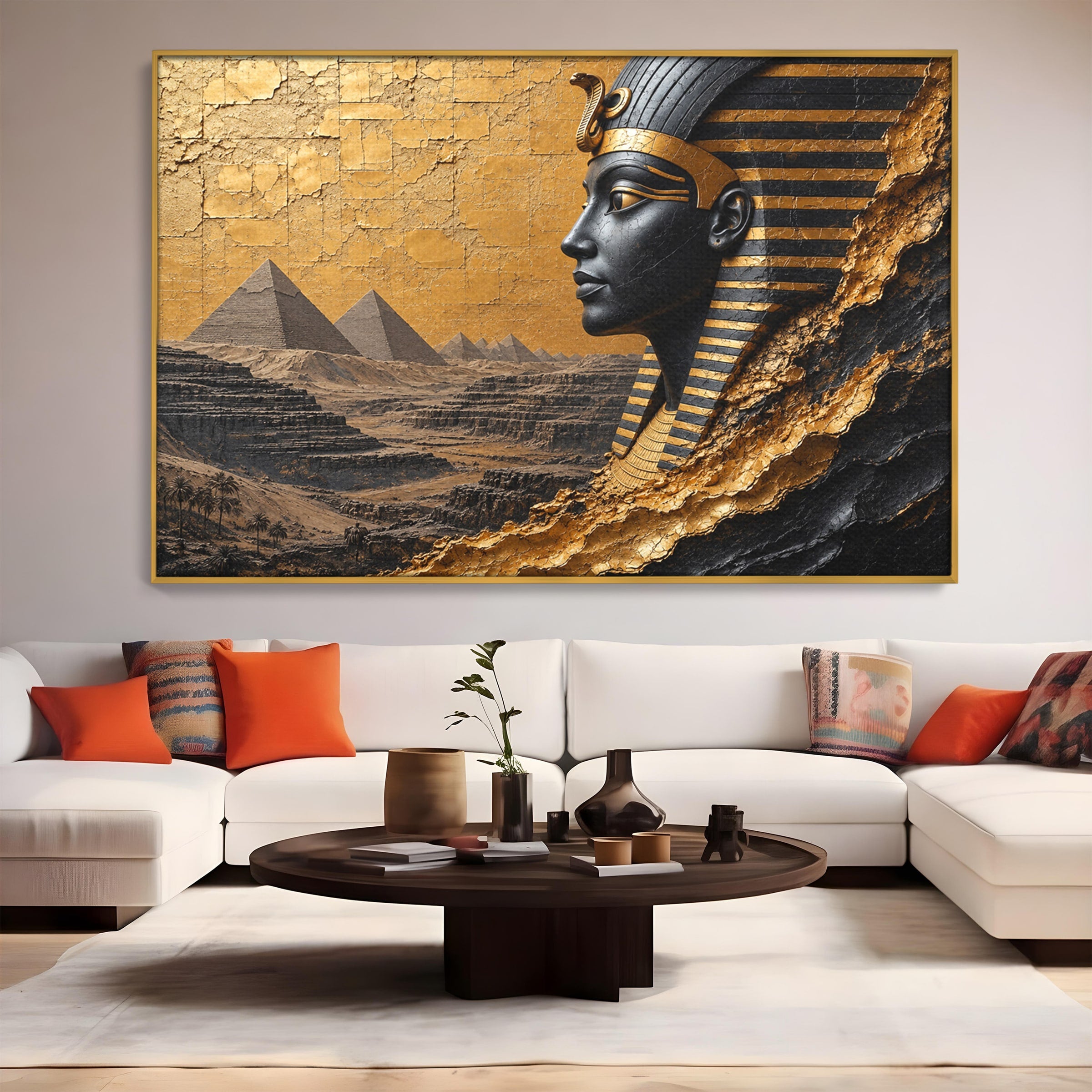 Tablou Canvas Premium LuxCanva® T1033, Faraonul Egiptean, Egipt, Faraon, Istorie, Piramida, Living, Culori Vibrante