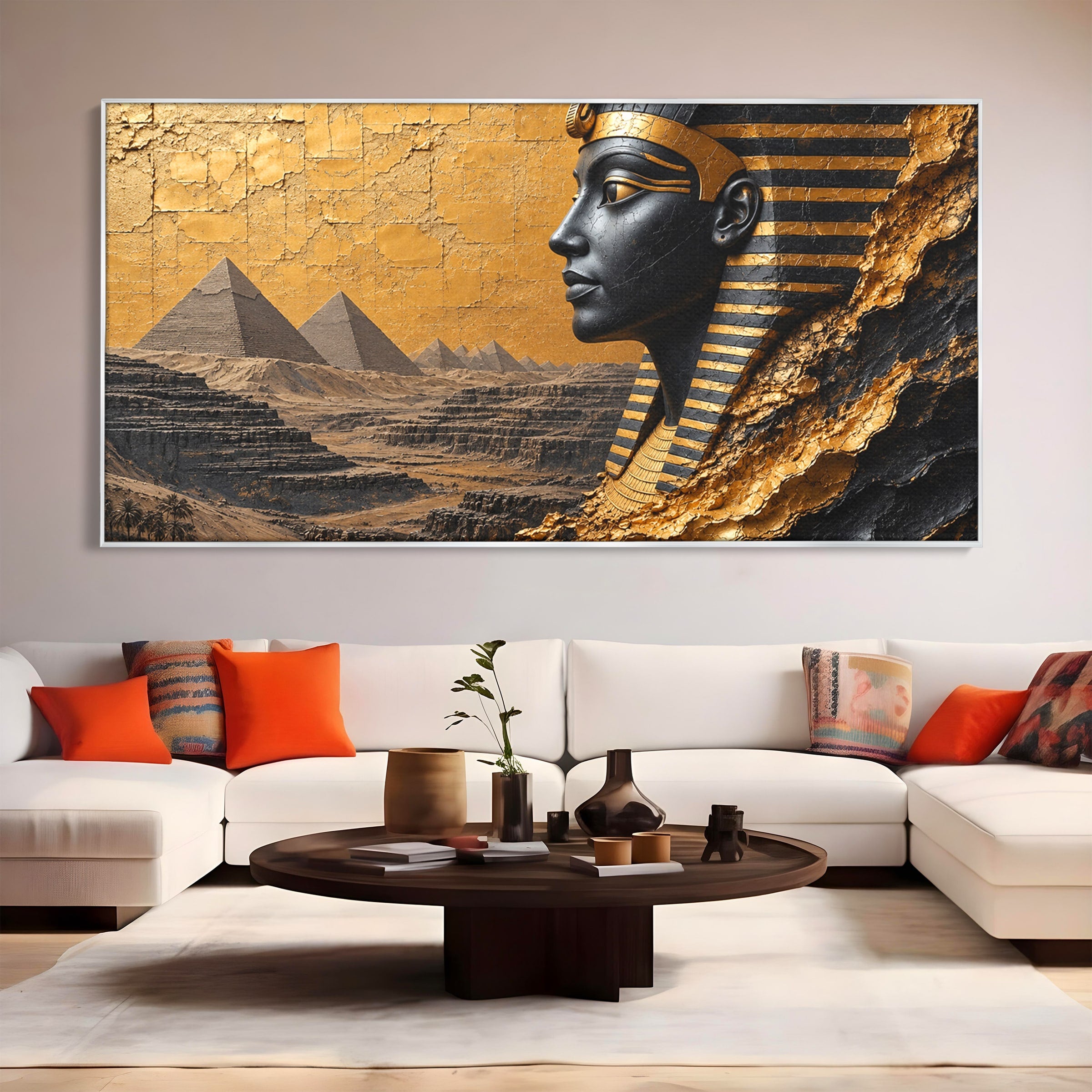 Tablou Canvas Premium LuxCanva® T1033, Faraonul Egiptean, Egipt, Faraon, Istorie, Piramida, Living, Culori Vibrante