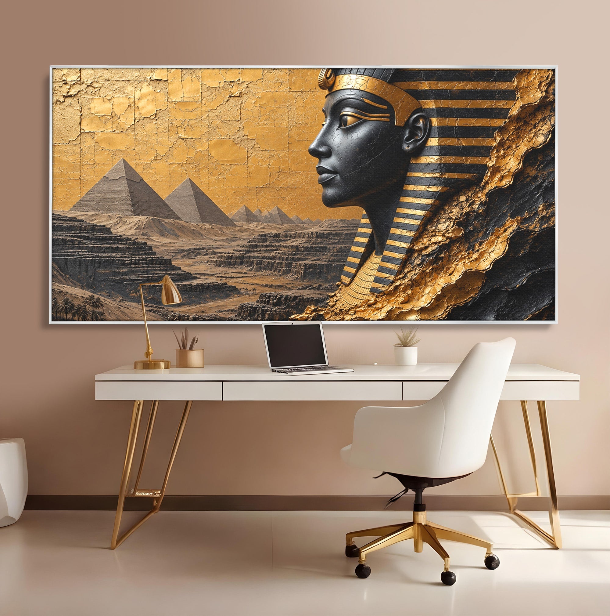Tablou Canvas Premium LuxCanva® T1033, Faraonul Egiptean, Egipt, Faraon, Istorie, Piramida, Living, Culori Vibrante
