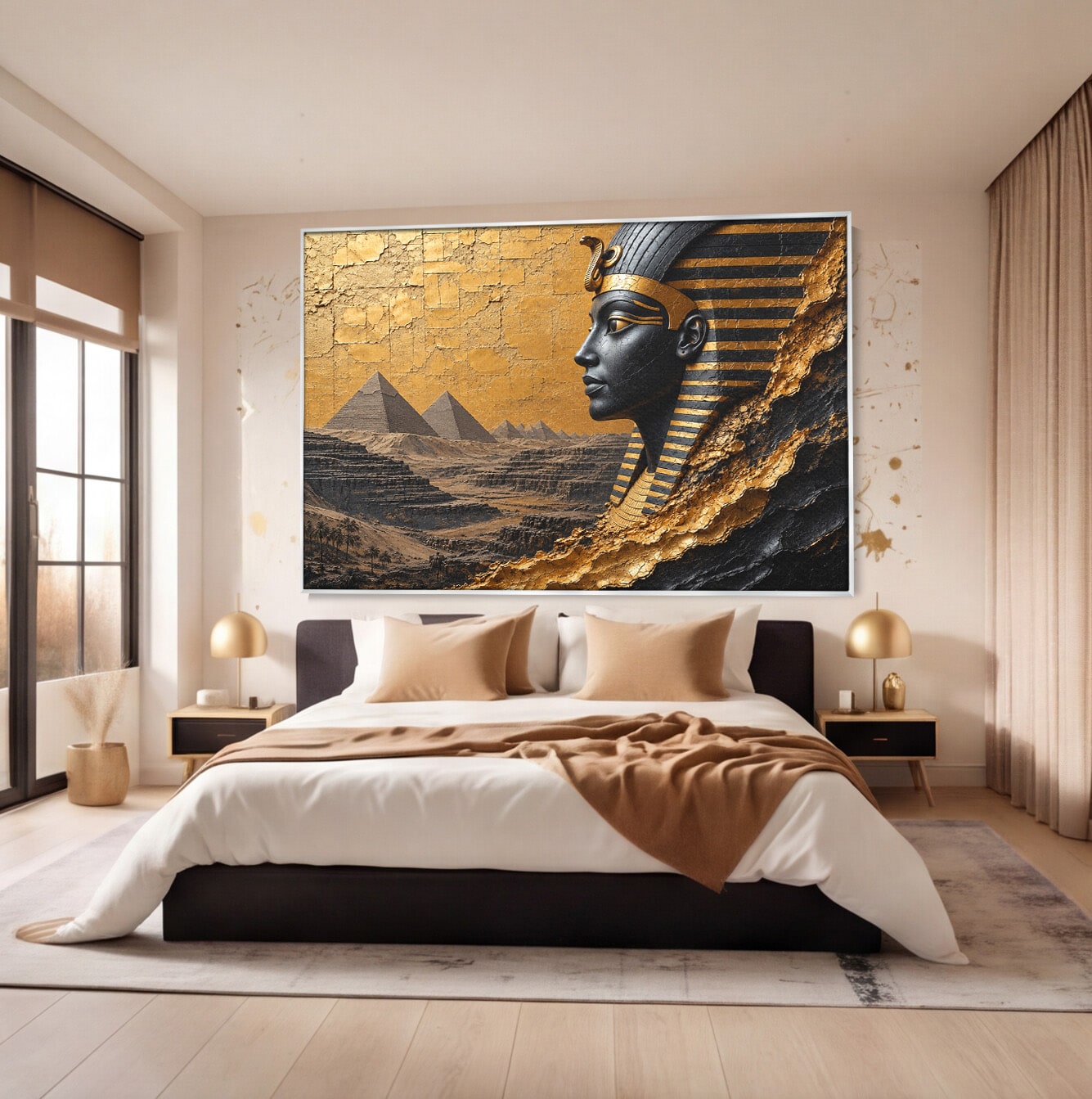 Tablou Canvas Premium LuxCanva® T1033, Faraonul Egiptean, Egipt, Faraon, Istorie, Piramida, Living, Culori Vibrante