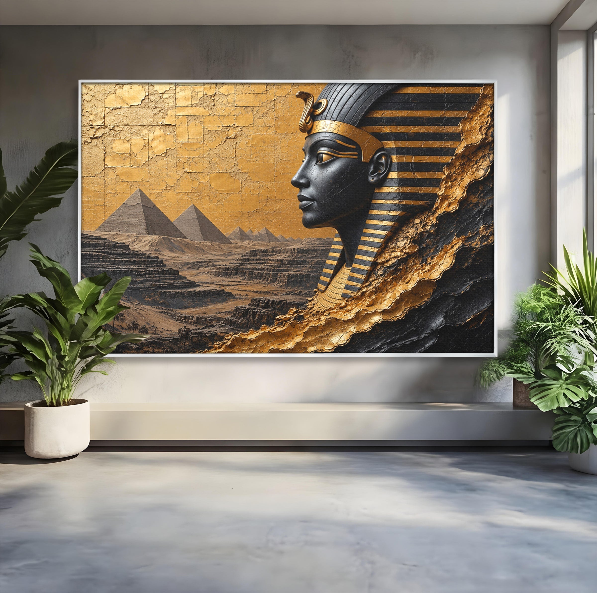 Tablou Canvas Premium LuxCanva® T1033, Faraonul Egiptean, Egipt, Faraon, Istorie, Piramida, Living, Culori Vibrante