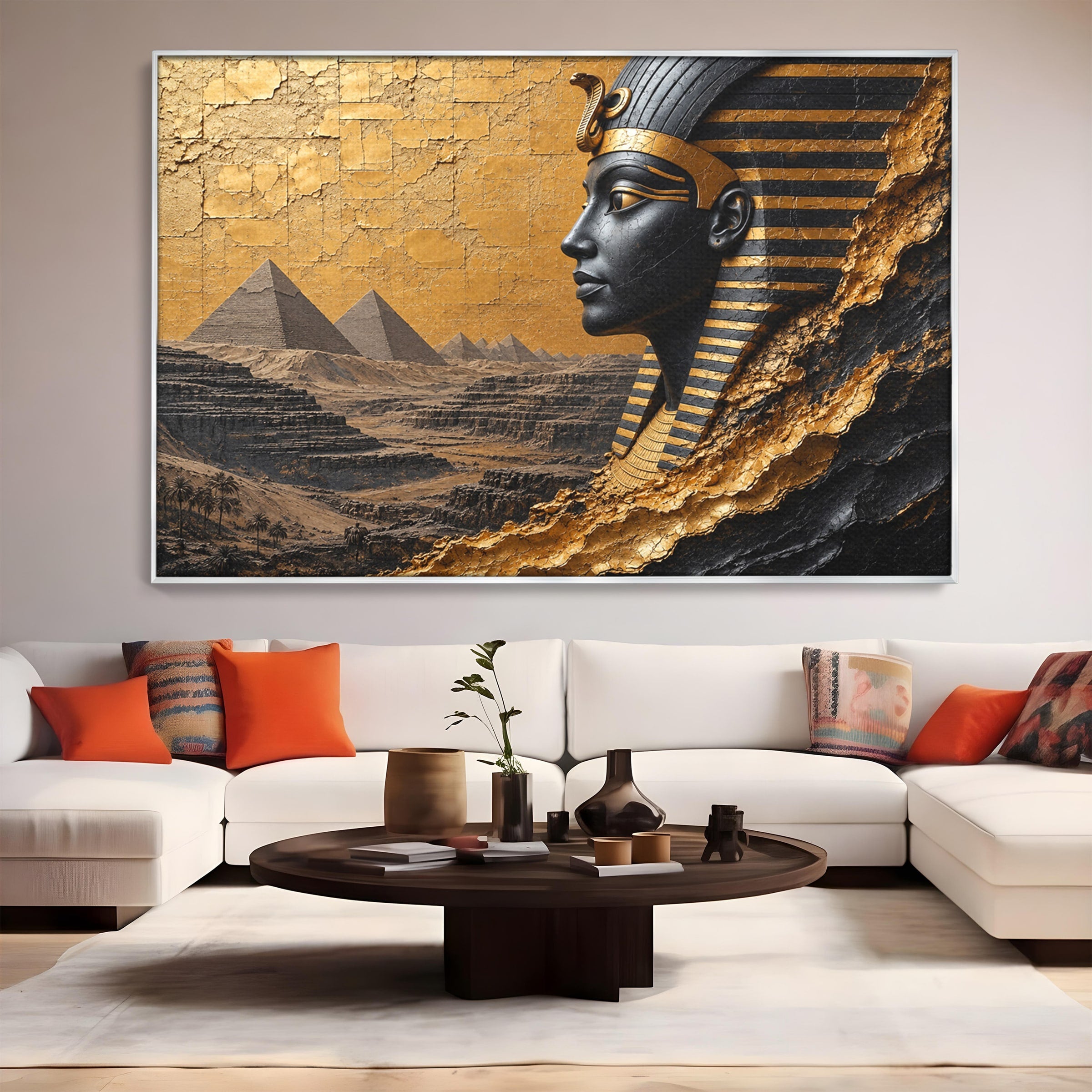 Tablou Canvas Premium LuxCanva® T1033, Faraonul Egiptean, Egipt, Faraon, Istorie, Piramida, Living, Culori Vibrante