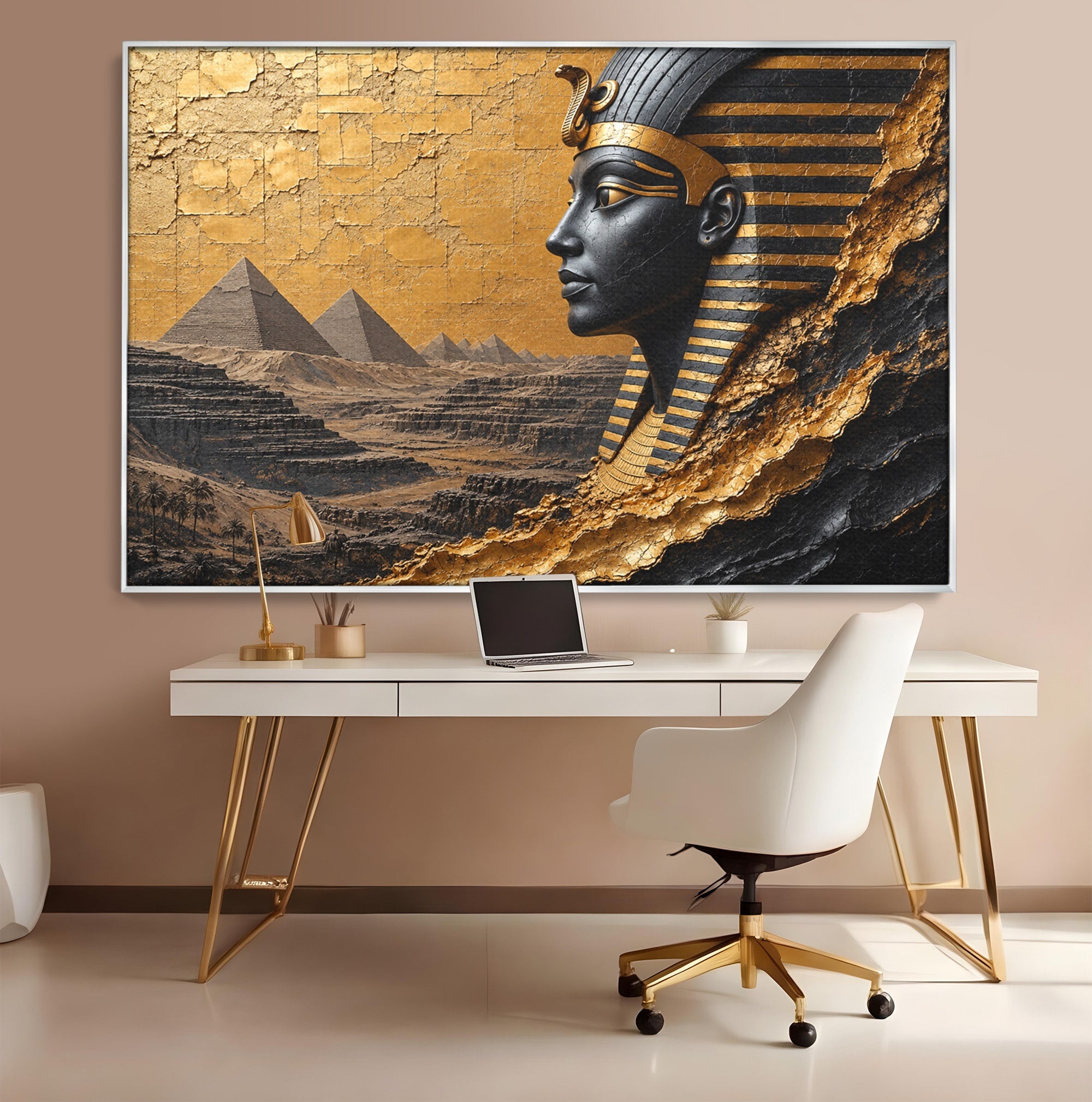 Tablou Canvas Premium LuxCanva® T1033, Faraonul Egiptean, Egipt, Faraon, Istorie, Piramida, Living, Culori Vibrante
