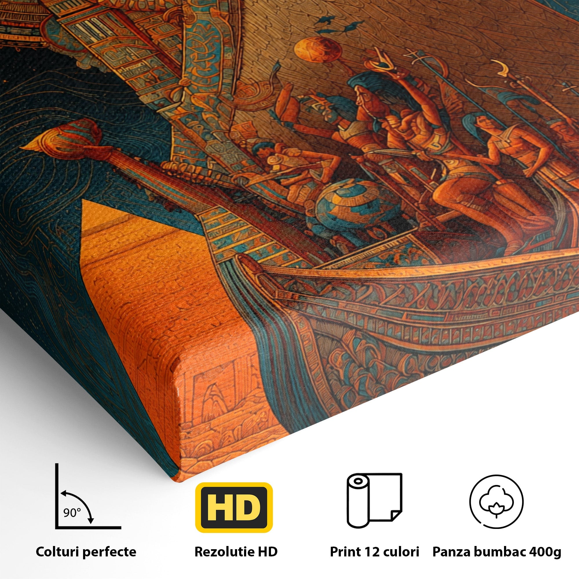 Tablou Canvas Premium LuxCanva® T1034, Vasul Zeilor Egipteni, Egipt, Mitologie, Zeitate, Vas, Piramide, Living, Culori Vibrante