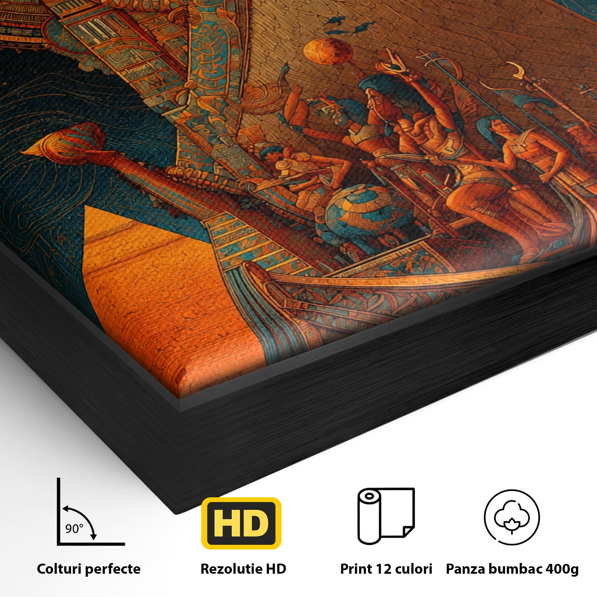 Tablou Canvas Premium LuxCanva® T1034, Vasul Zeilor Egipteni, Egipt, Mitologie, Zeitate, Vas, Piramide, Living, Culori Vibrante
