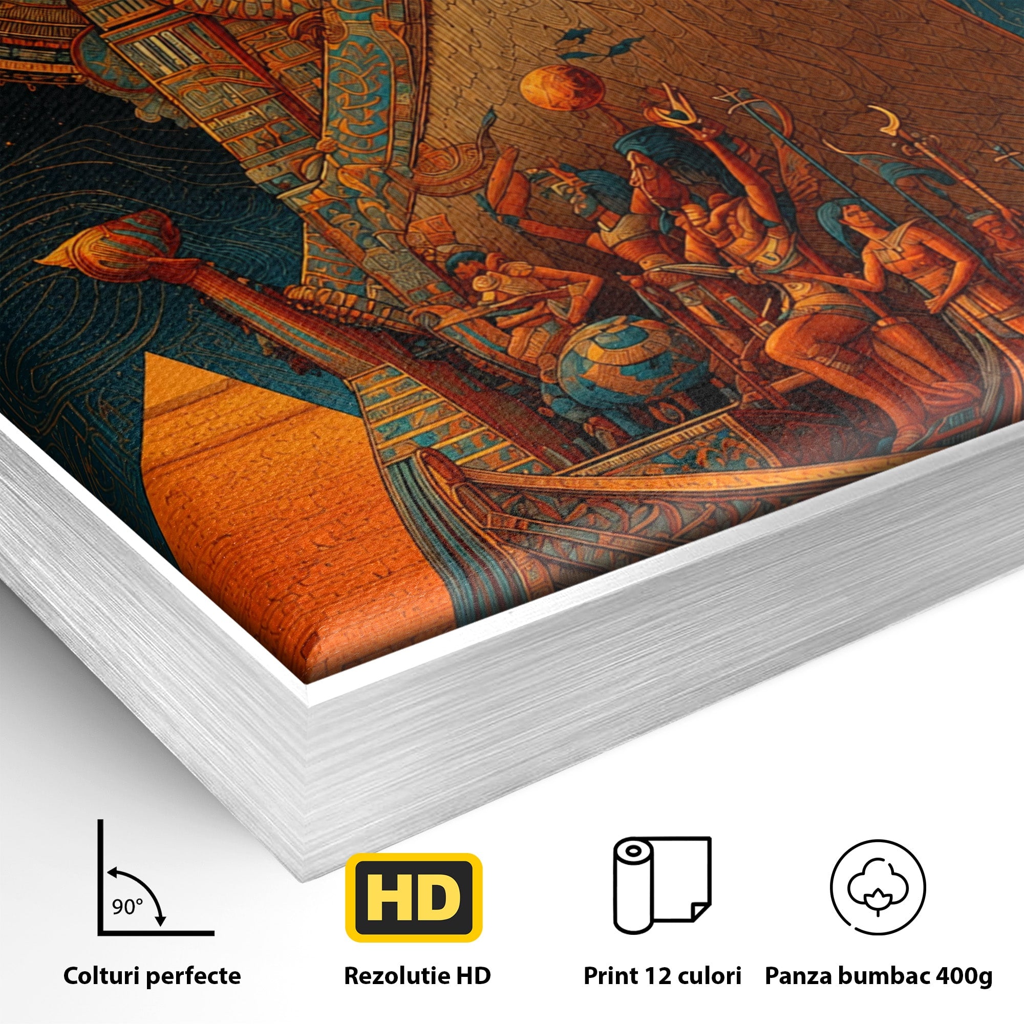Tablou Canvas Premium LuxCanva® T1034, Vasul Zeilor Egipteni, Egipt, Mitologie, Zeitate, Vas, Piramide, Living, Culori Vibrante