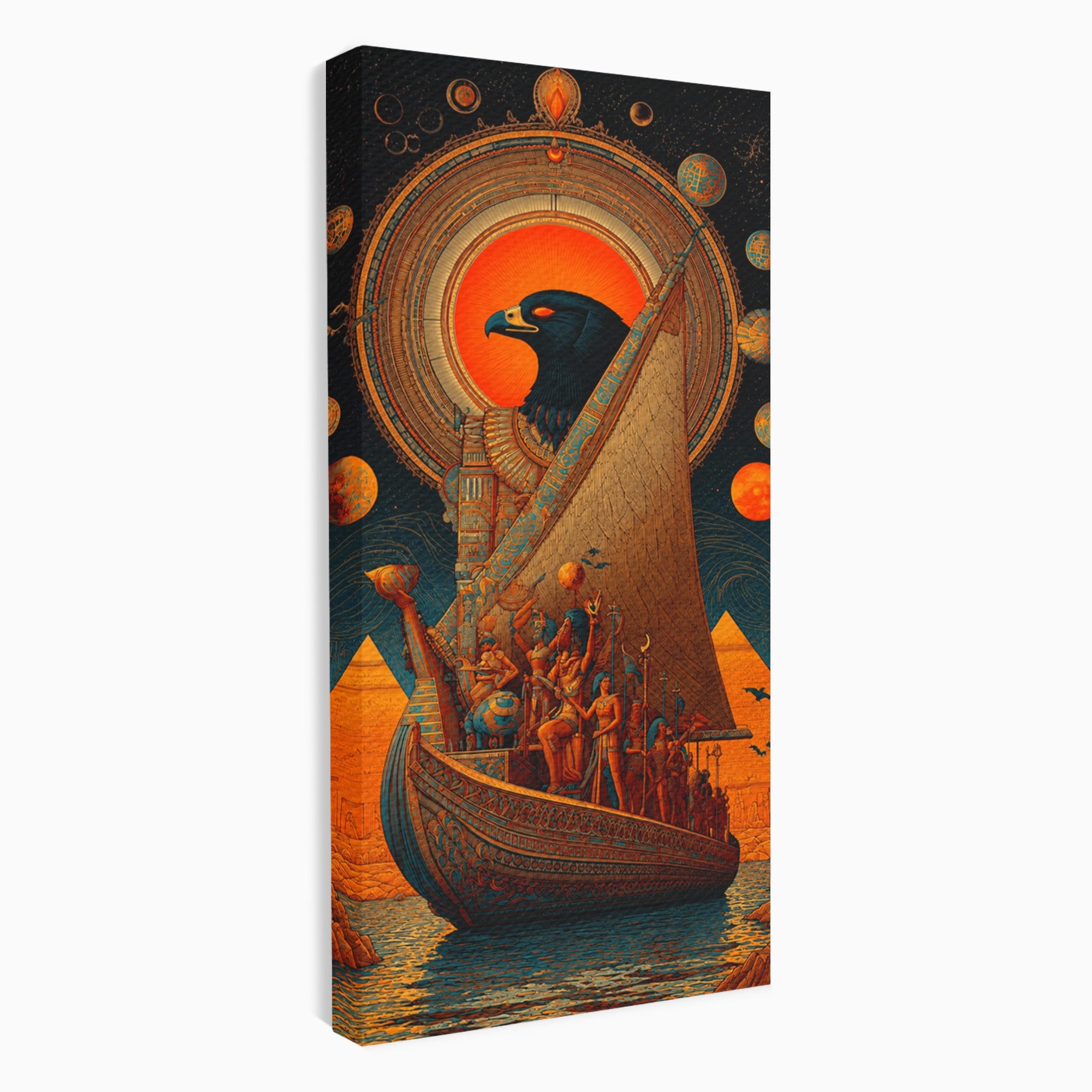 Tablou Canvas Premium LuxCanva® T1034, Vasul Zeilor Egipteni, Egipt, Mitologie, Zeitate, Vas, Piramide, Living, Culori Vibrante