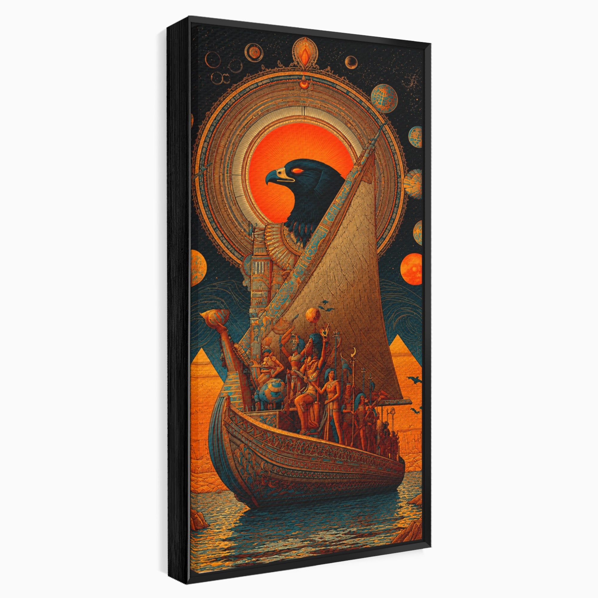Tablou Canvas Premium LuxCanva® T1034, Vasul Zeilor Egipteni, Egipt, Mitologie, Zeitate, Vas, Piramide, Living, Culori Vibrante