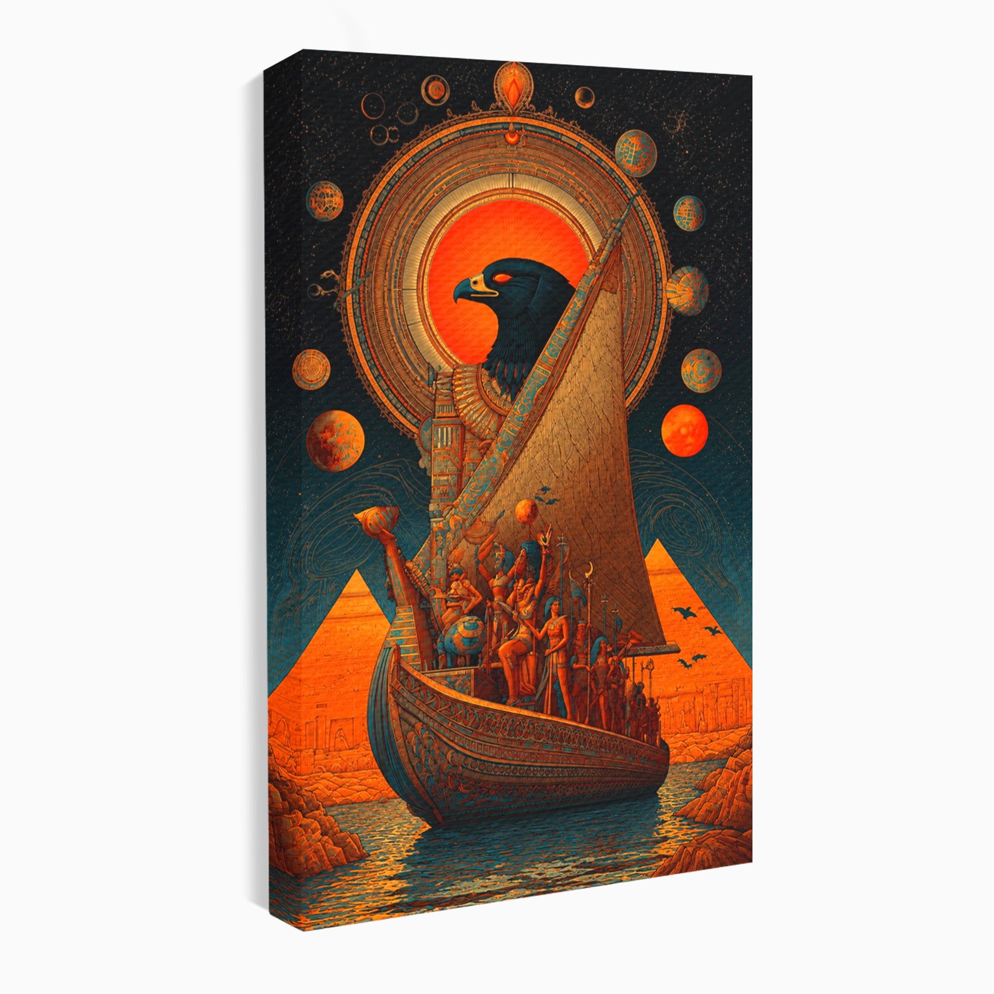 Tablou Canvas Premium LuxCanva® T1034, Vasul Zeilor Egipteni, Egipt, Mitologie, Zeitate, Vas, Piramide, Living, Culori Vibrante