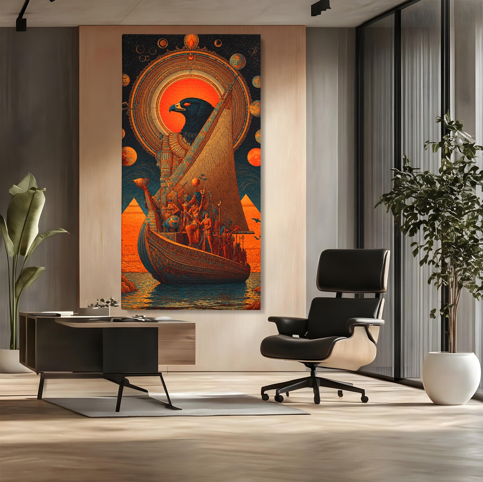 Tablou Canvas Premium LuxCanva® T1034, Vasul Zeilor Egipteni, Egipt, Mitologie, Zeitate, Vas, Piramide, Living, Culori Vibrante