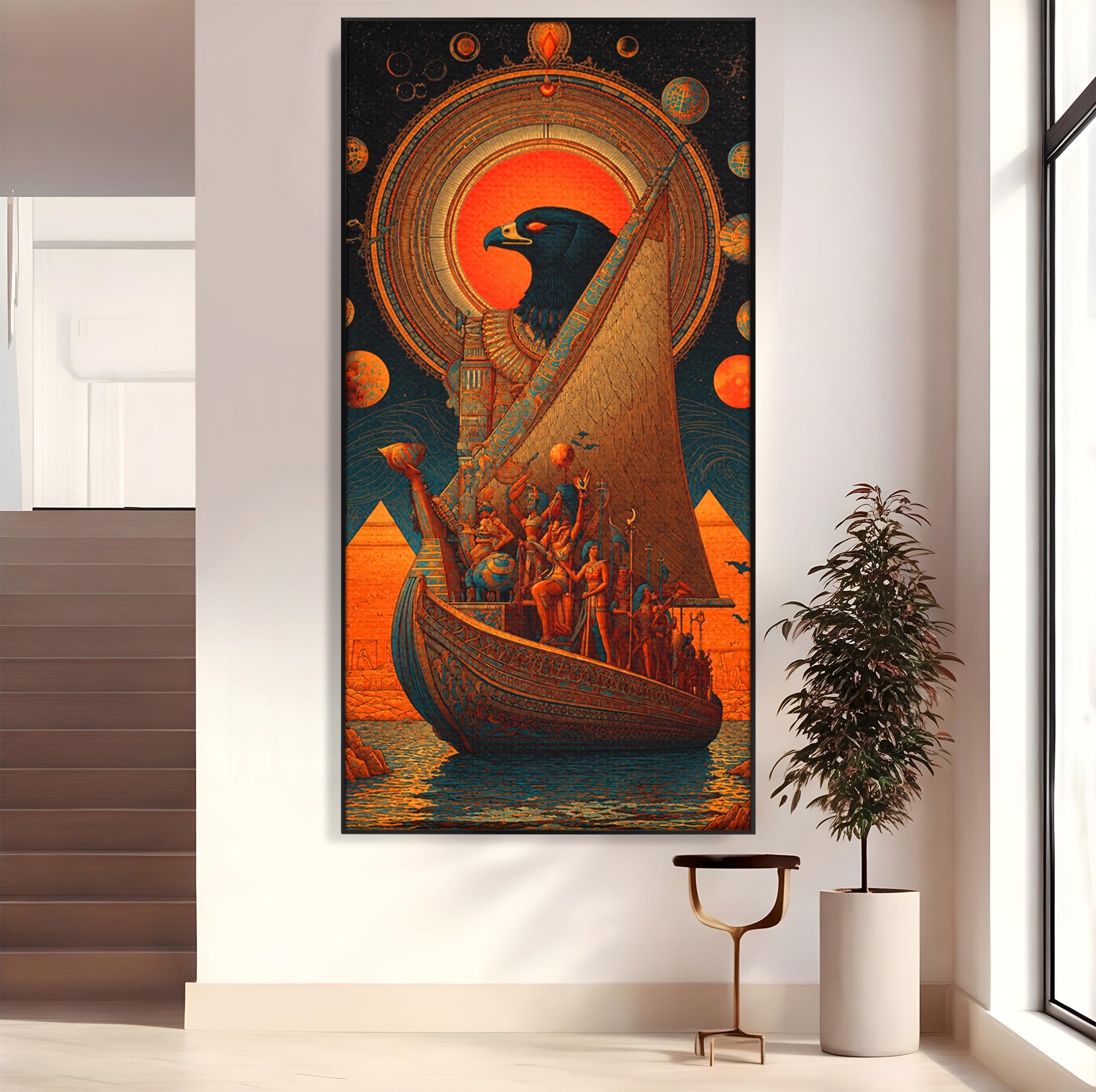 Tablou Canvas Premium LuxCanva® T1034, Vasul Zeilor Egipteni, Egipt, Mitologie, Zeitate, Vas, Piramide, Living, Culori Vibrante