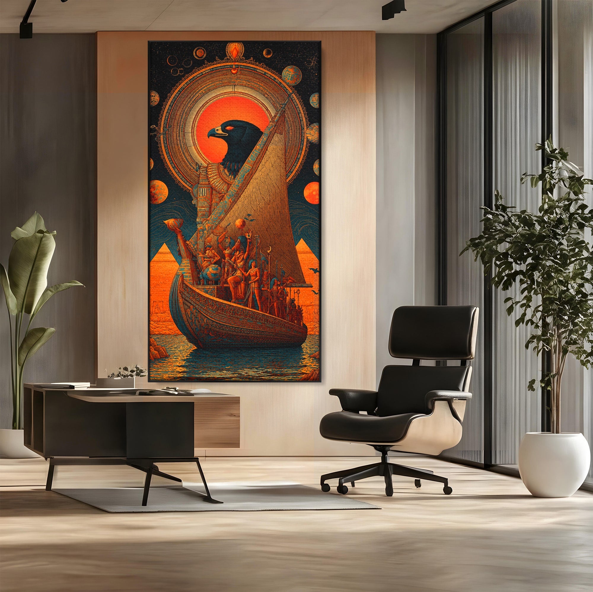 Tablou Canvas Premium LuxCanva® T1034, Vasul Zeilor Egipteni, Egipt, Mitologie, Zeitate, Vas, Piramide, Living, Culori Vibrante