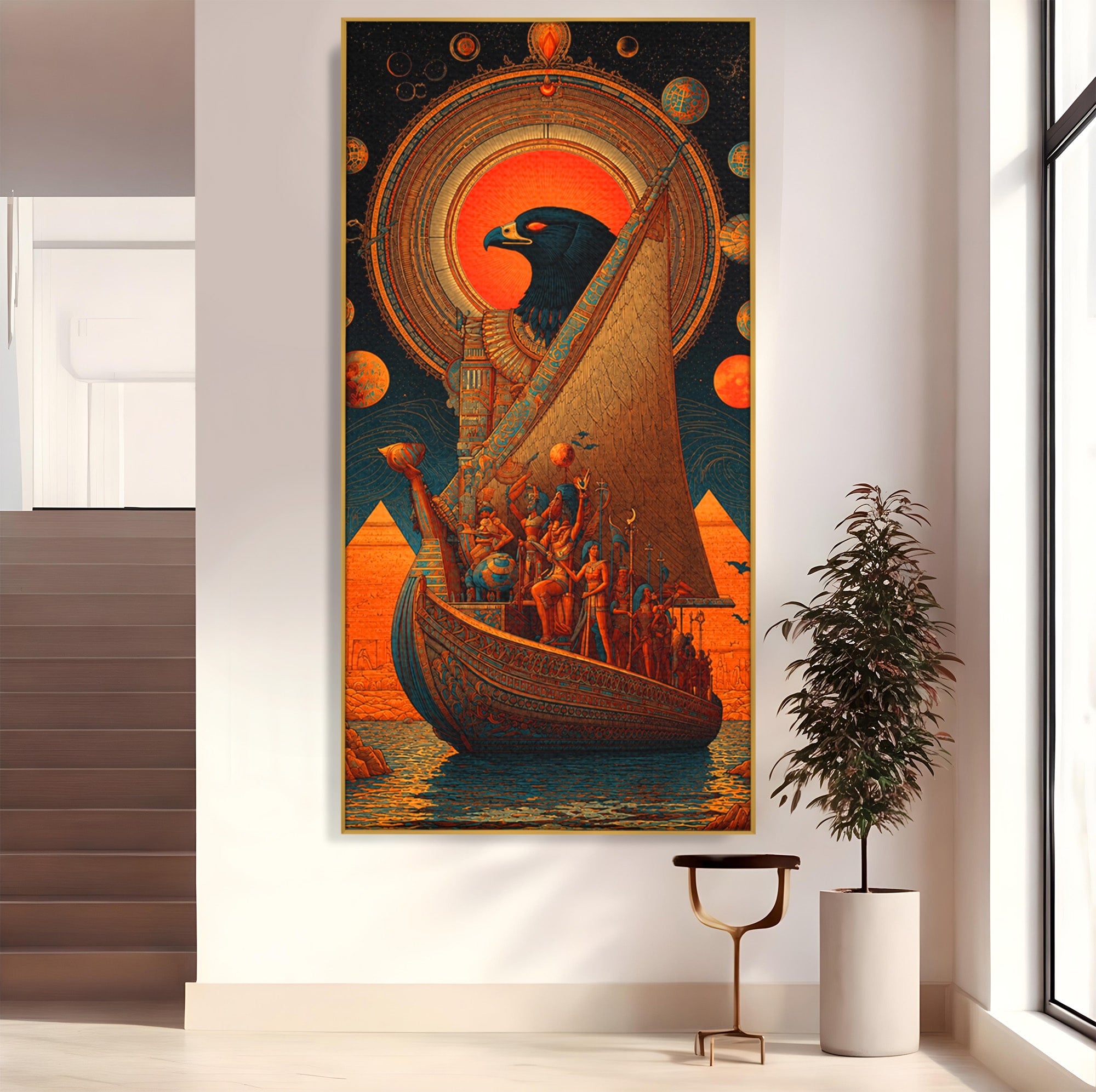 Tablou Canvas Premium LuxCanva® T1034, Vasul Zeilor Egipteni, Egipt, Mitologie, Zeitate, Vas, Piramide, Living, Culori Vibrante