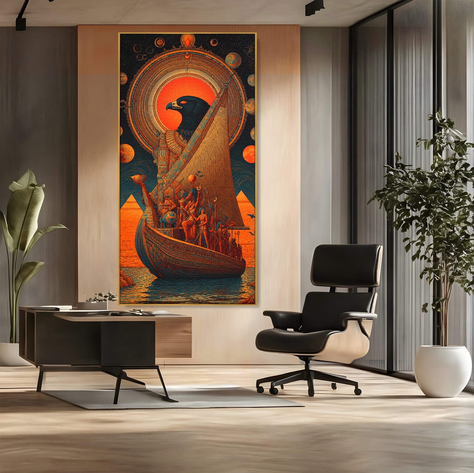 Tablou Canvas Premium LuxCanva® T1034, Vasul Zeilor Egipteni, Egipt, Mitologie, Zeitate, Vas, Piramide, Living, Culori Vibrante