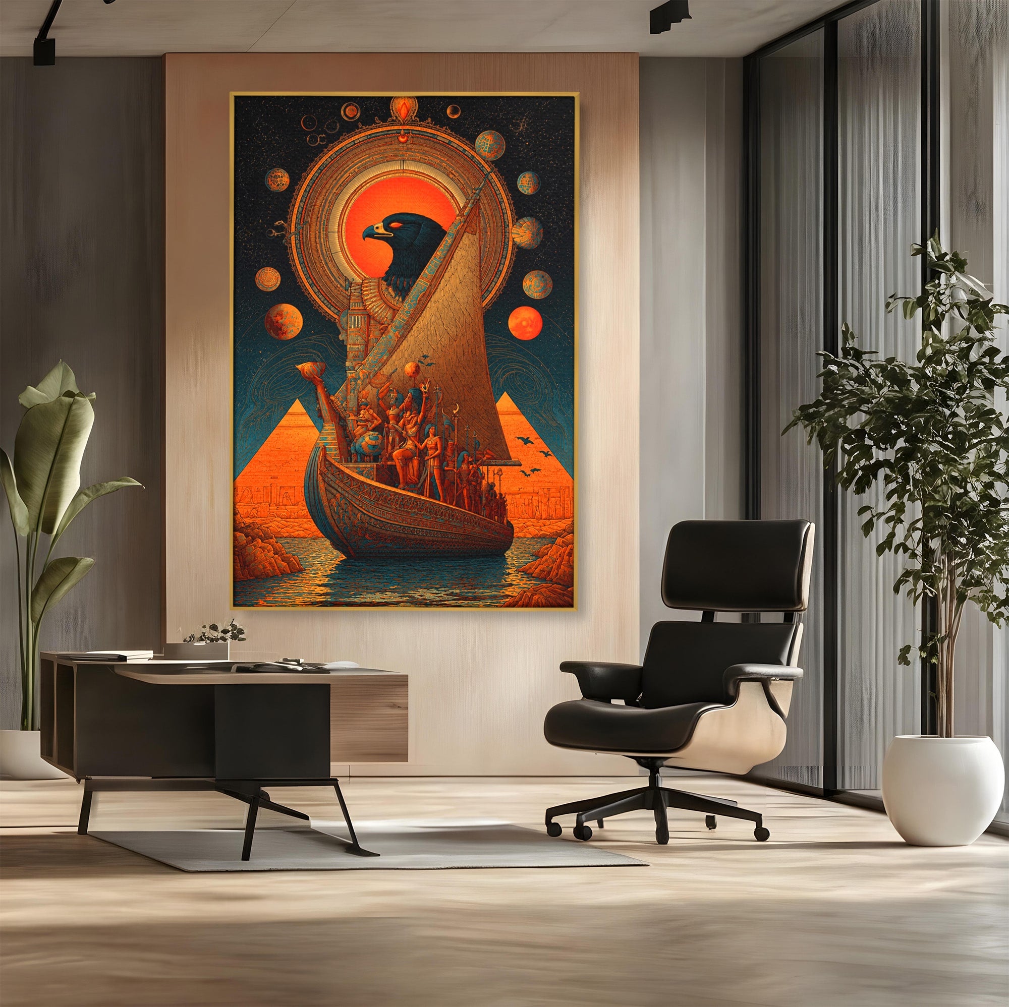 Tablou Canvas Premium LuxCanva® T1034, Vasul Zeilor Egipteni, Egipt, Mitologie, Zeitate, Vas, Piramide, Living, Culori Vibrante