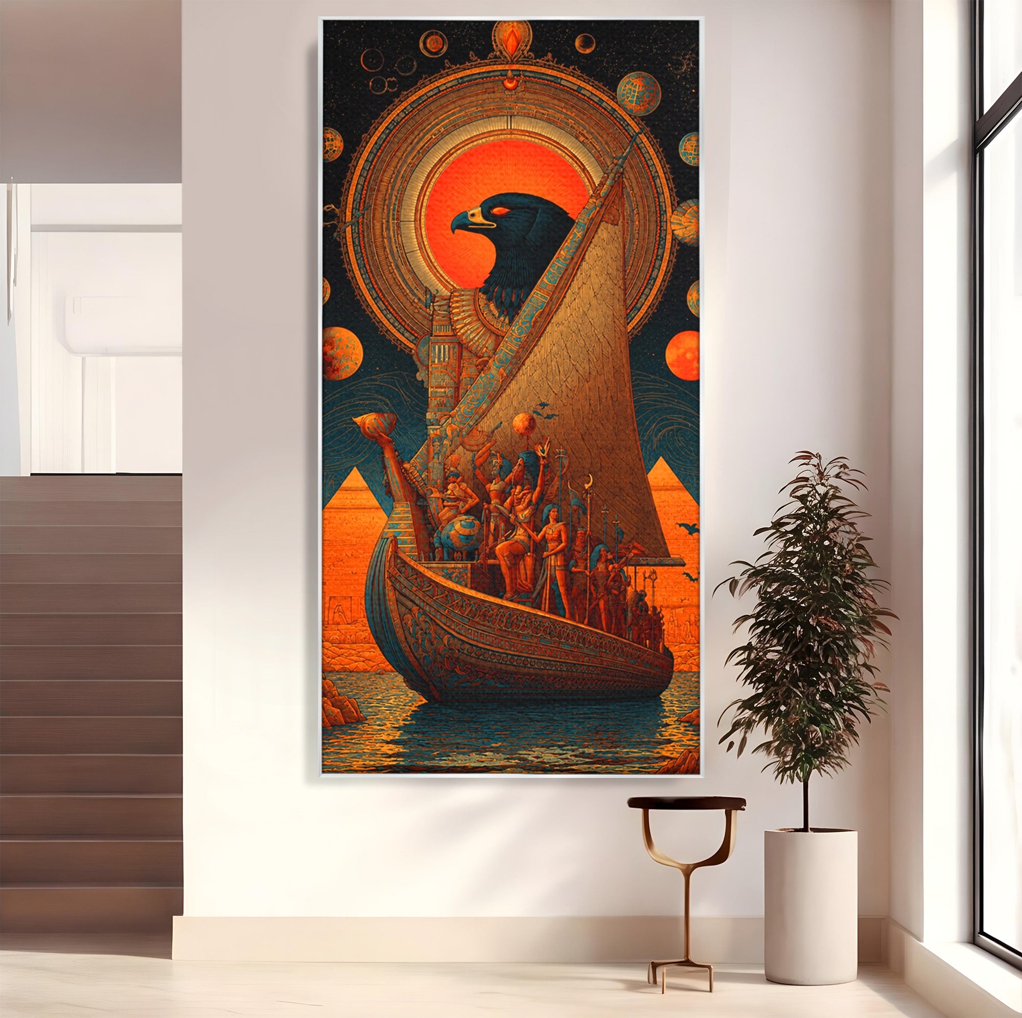 Tablou Canvas Premium LuxCanva® T1034, Vasul Zeilor Egipteni, Egipt, Mitologie, Zeitate, Vas, Piramide, Living, Culori Vibrante
