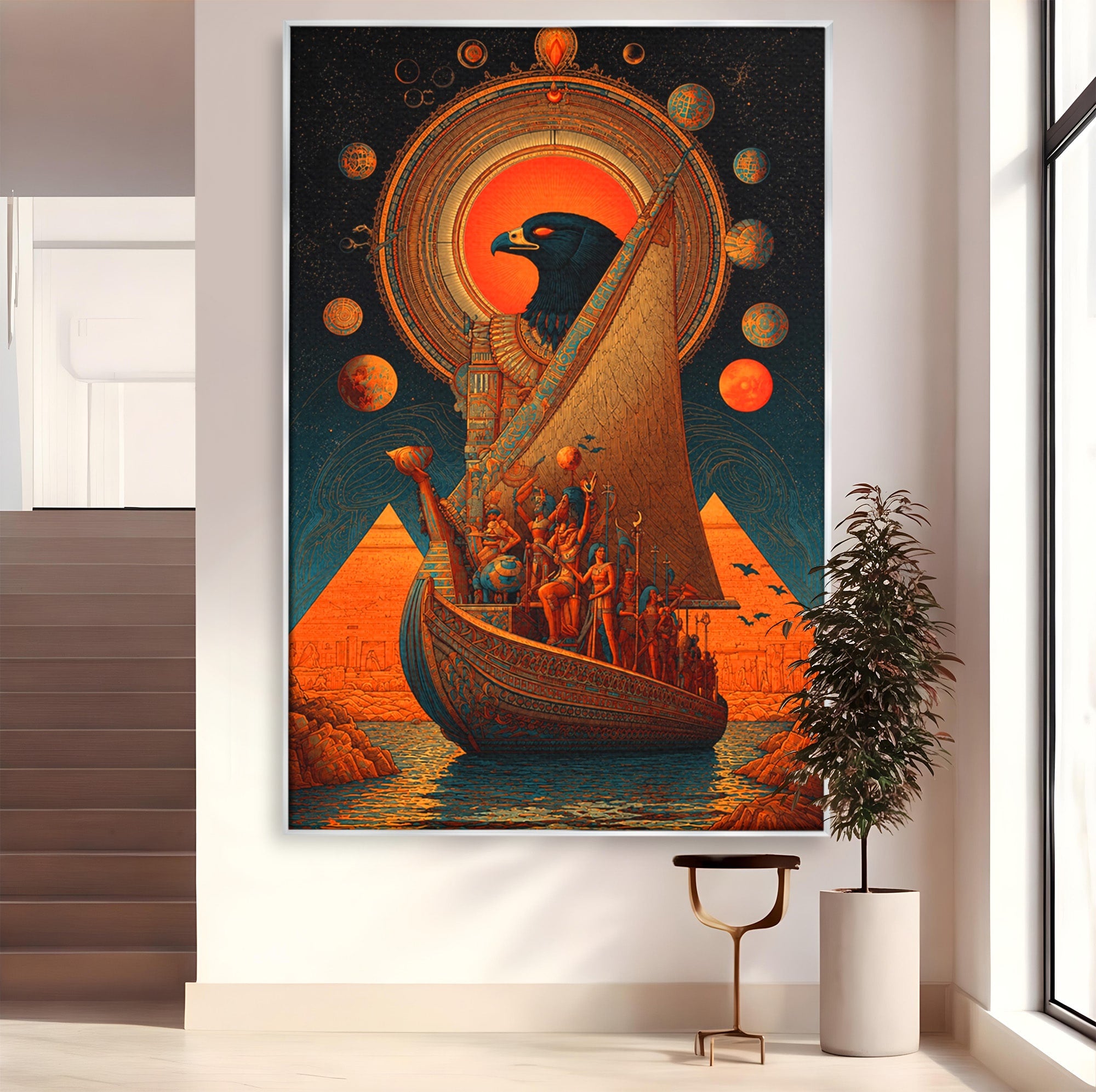 Tablou Canvas Premium LuxCanva® T1034, Vasul Zeilor Egipteni, Egipt, Mitologie, Zeitate, Vas, Piramide, Living, Culori Vibrante
