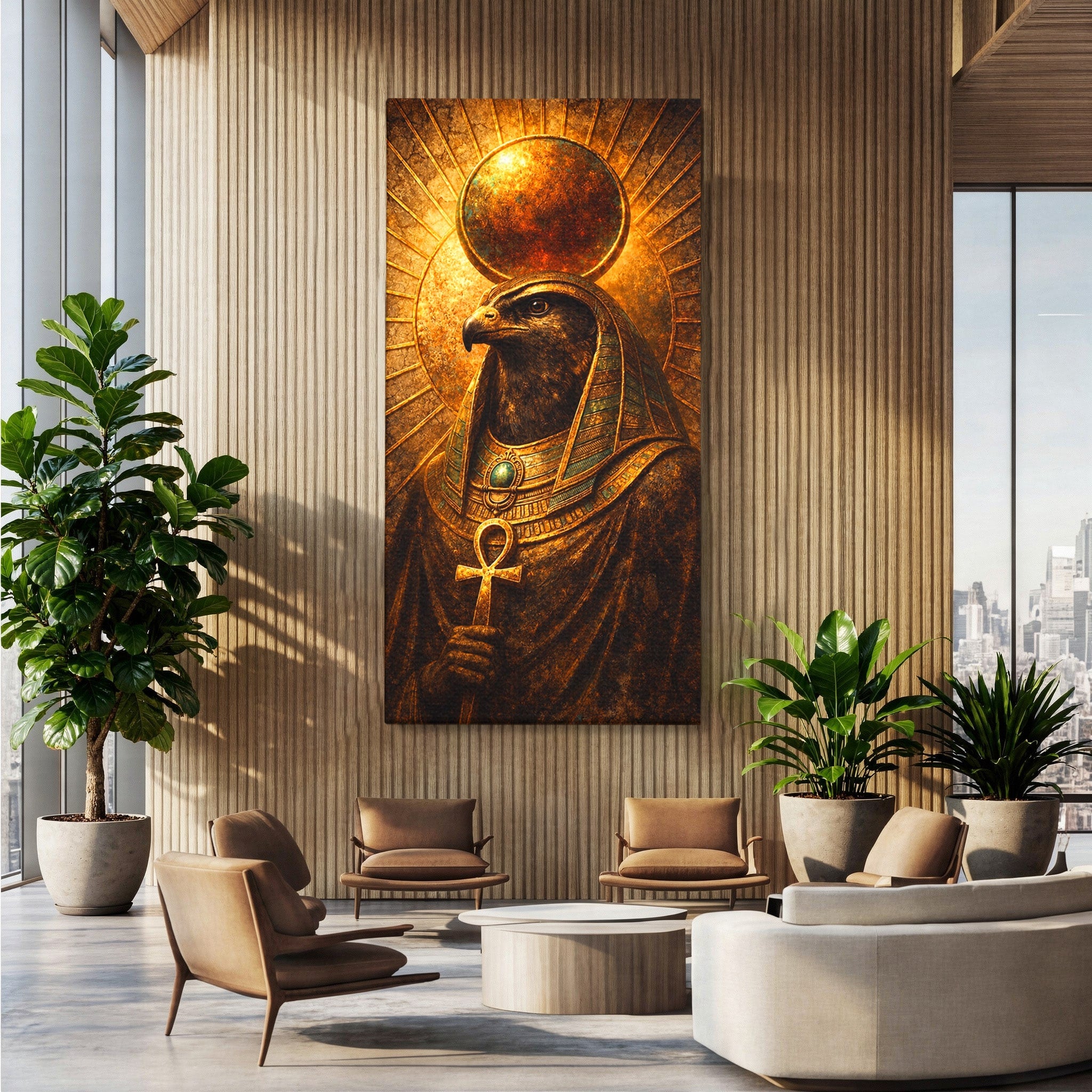 Tablou Canvas Premium LuxCanva® T1035, Zeul Egiptean Horus, Egipt, Mitologie, Zeitate, Vultur, Living, Culori Vibrante