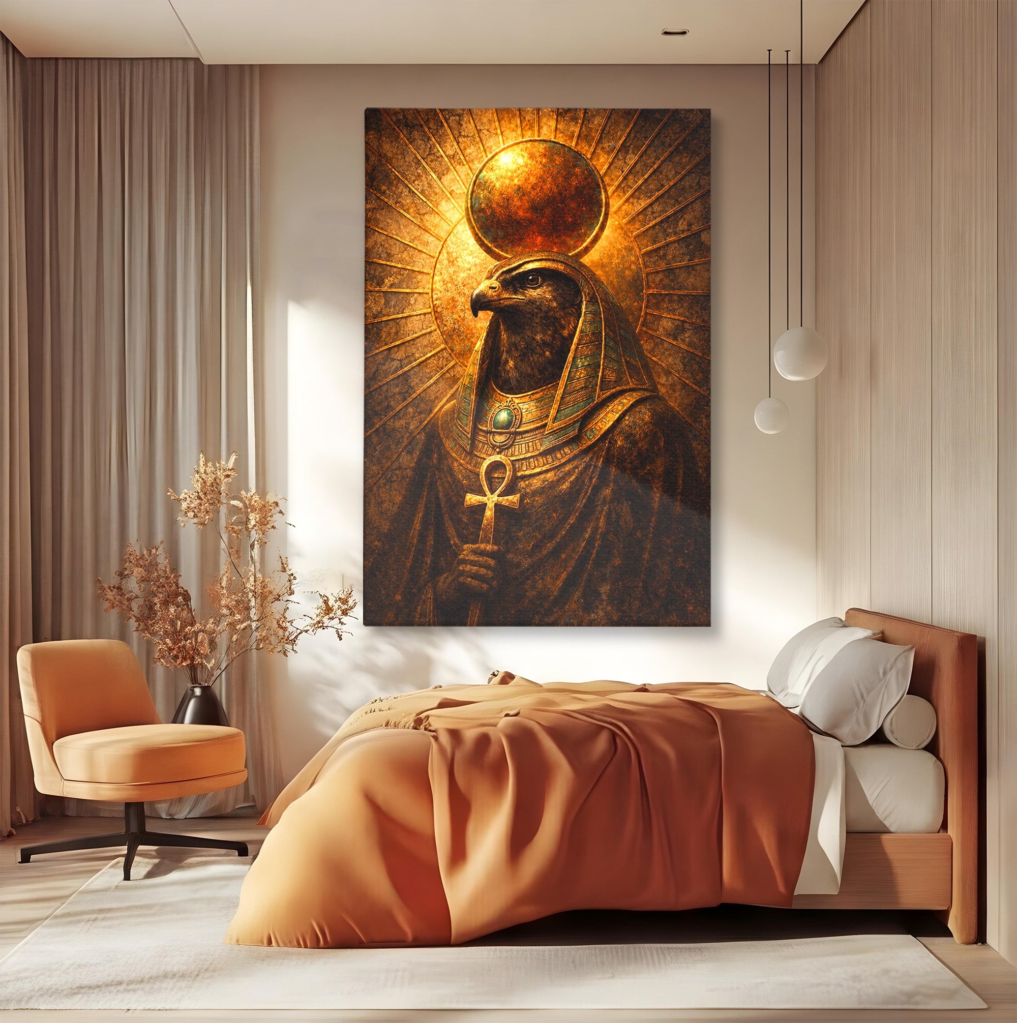 Tablou Canvas Premium LuxCanva® T1035, Zeul Egiptean Horus, Egipt, Mitologie, Zeitate, Vultur, Living, Culori Vibrante