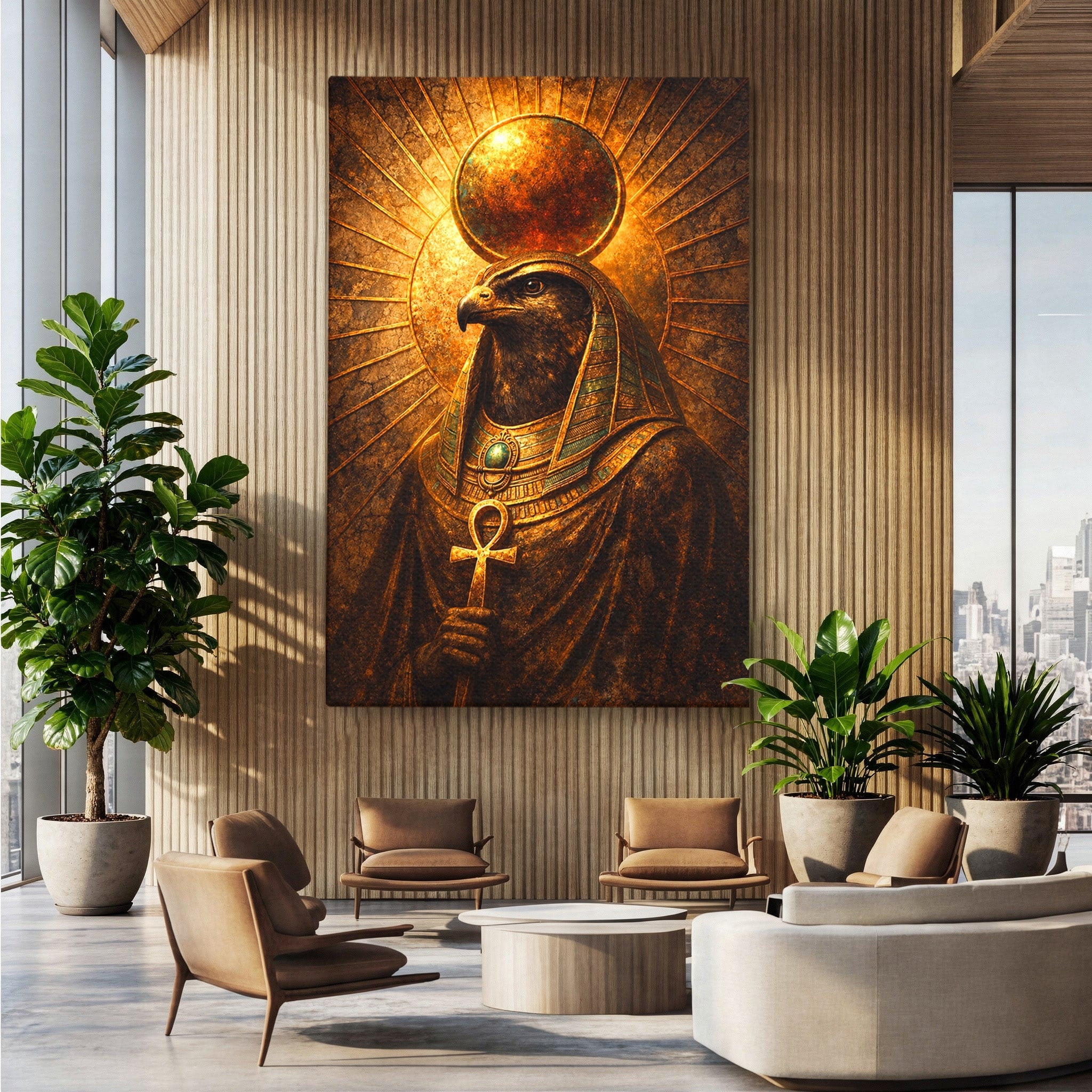 Tablou Canvas Premium LuxCanva® T1035, Zeul Egiptean Horus, Egipt, Mitologie, Zeitate, Vultur, Living, Culori Vibrante