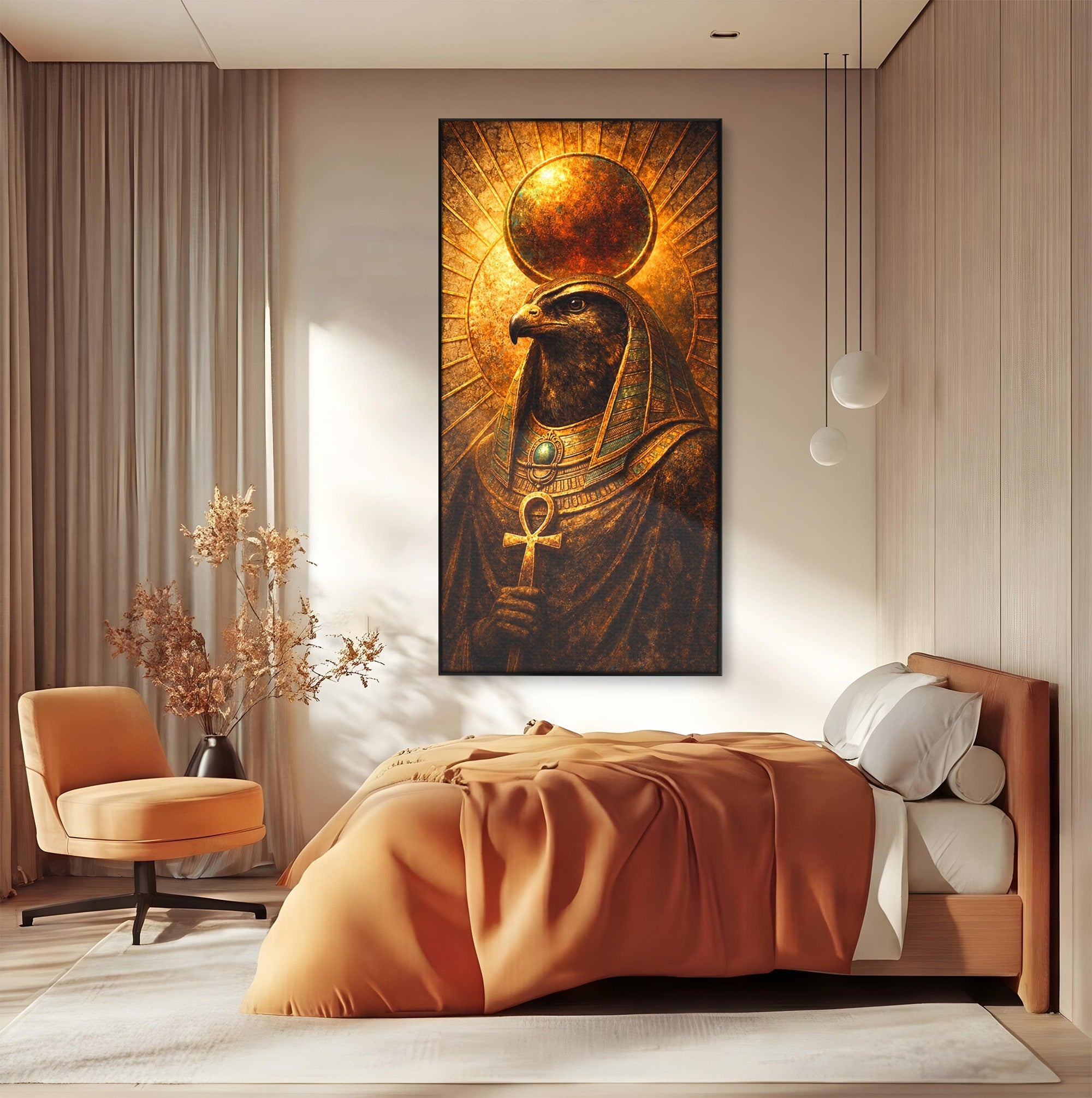 Tablou Canvas Premium LuxCanva® T1035, Zeul Egiptean Horus, Egipt, Mitologie, Zeitate, Vultur, Living, Culori Vibrante