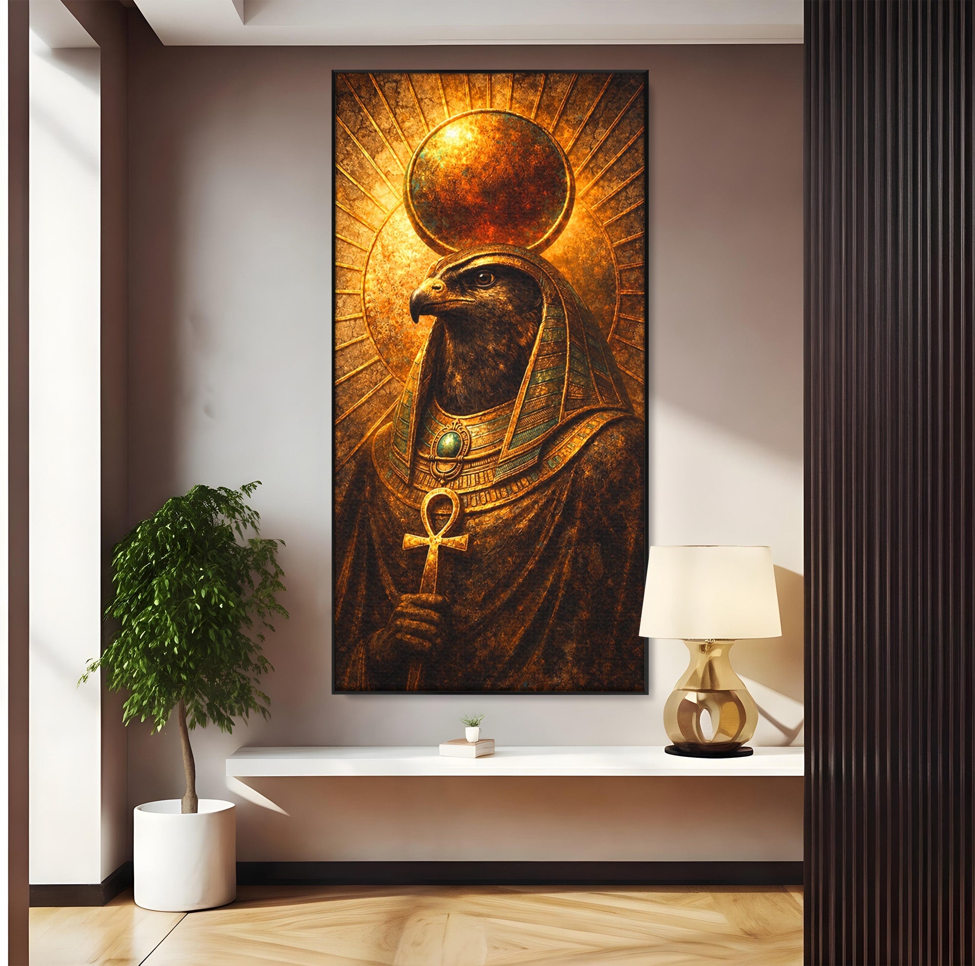 Tablou Canvas Premium LuxCanva® T1035, Zeul Egiptean Horus, Egipt, Mitologie, Zeitate, Vultur, Living, Culori Vibrante