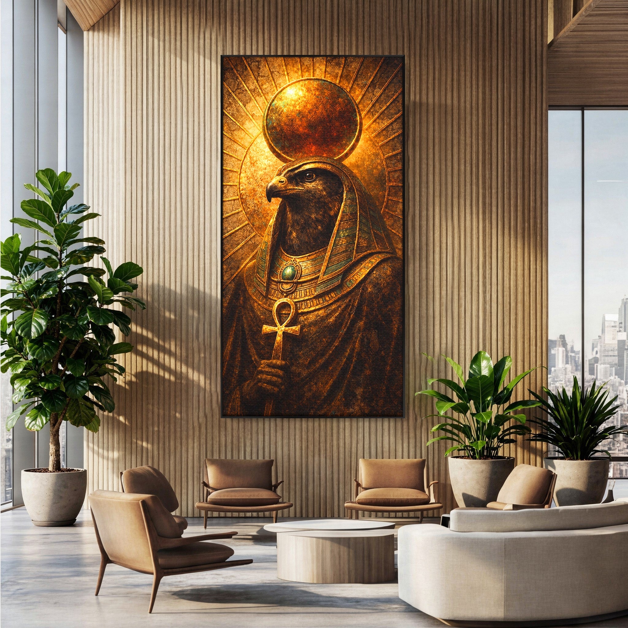 Tablou Canvas Premium LuxCanva® T1035, Zeul Egiptean Horus, Egipt, Mitologie, Zeitate, Vultur, Living, Culori Vibrante