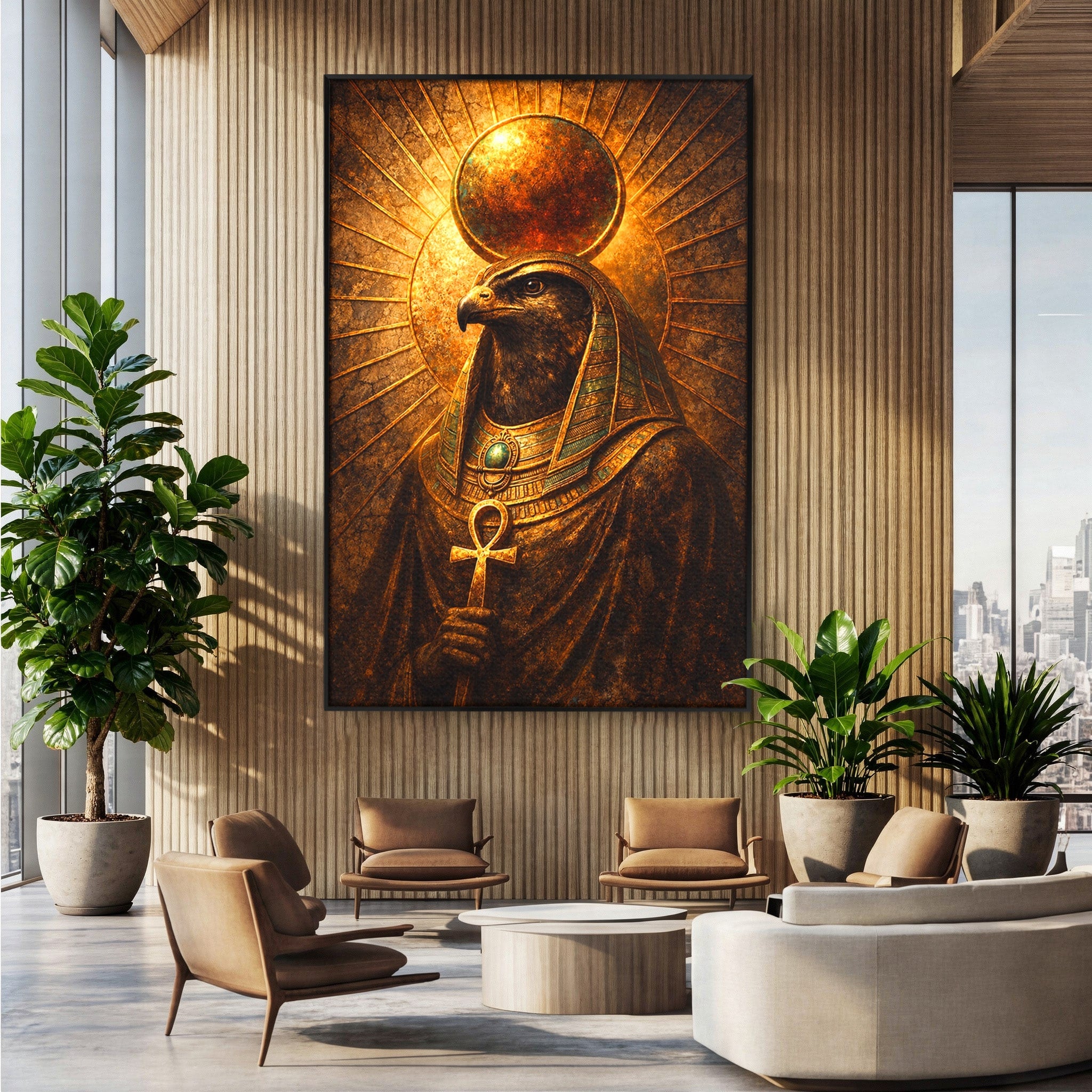 Tablou Canvas Premium LuxCanva® T1035, Zeul Egiptean Horus, Egipt, Mitologie, Zeitate, Vultur, Living, Culori Vibrante