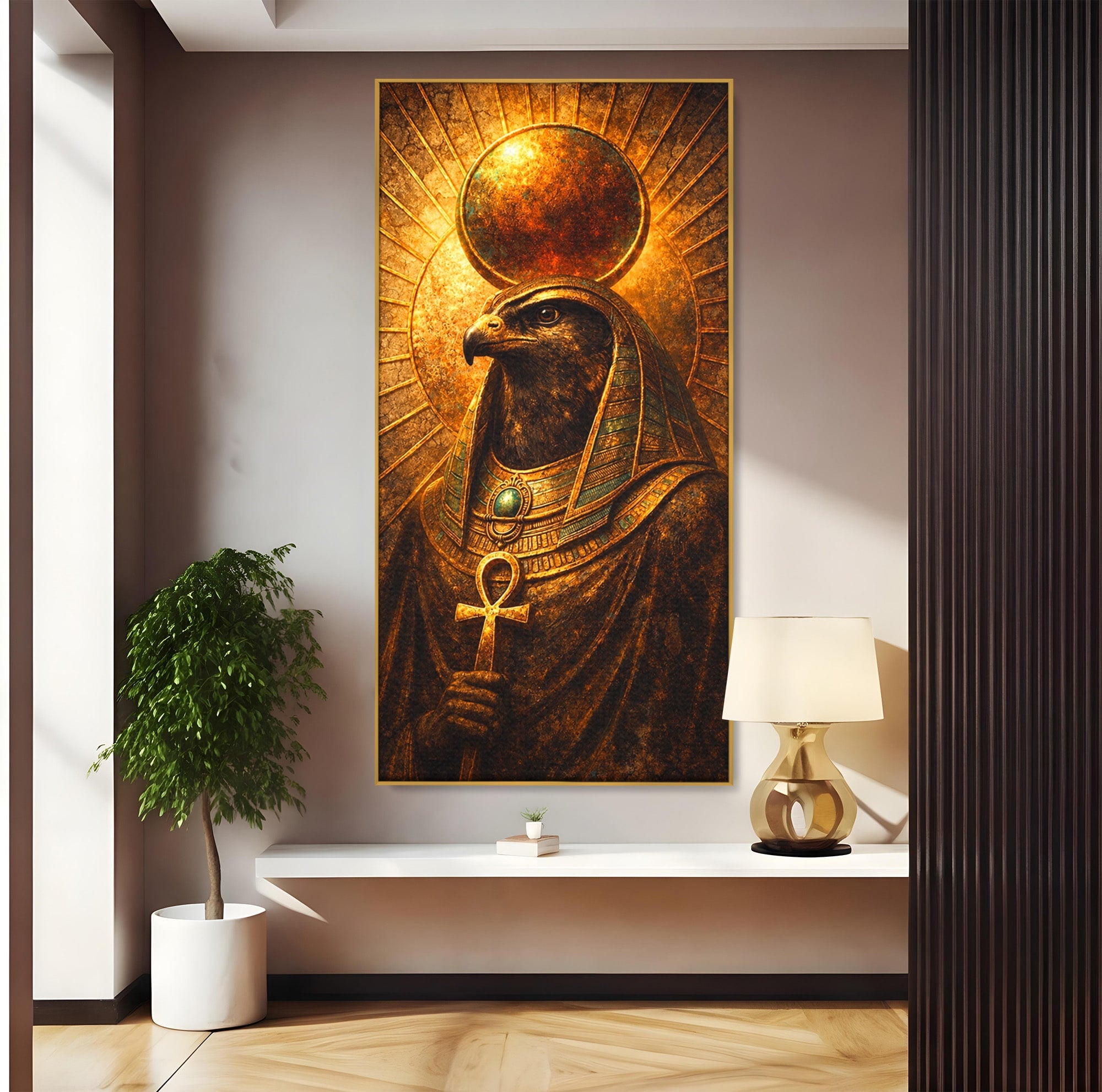 Tablou Canvas Premium LuxCanva® T1035, Zeul Egiptean Horus, Egipt, Mitologie, Zeitate, Vultur, Living, Culori Vibrante