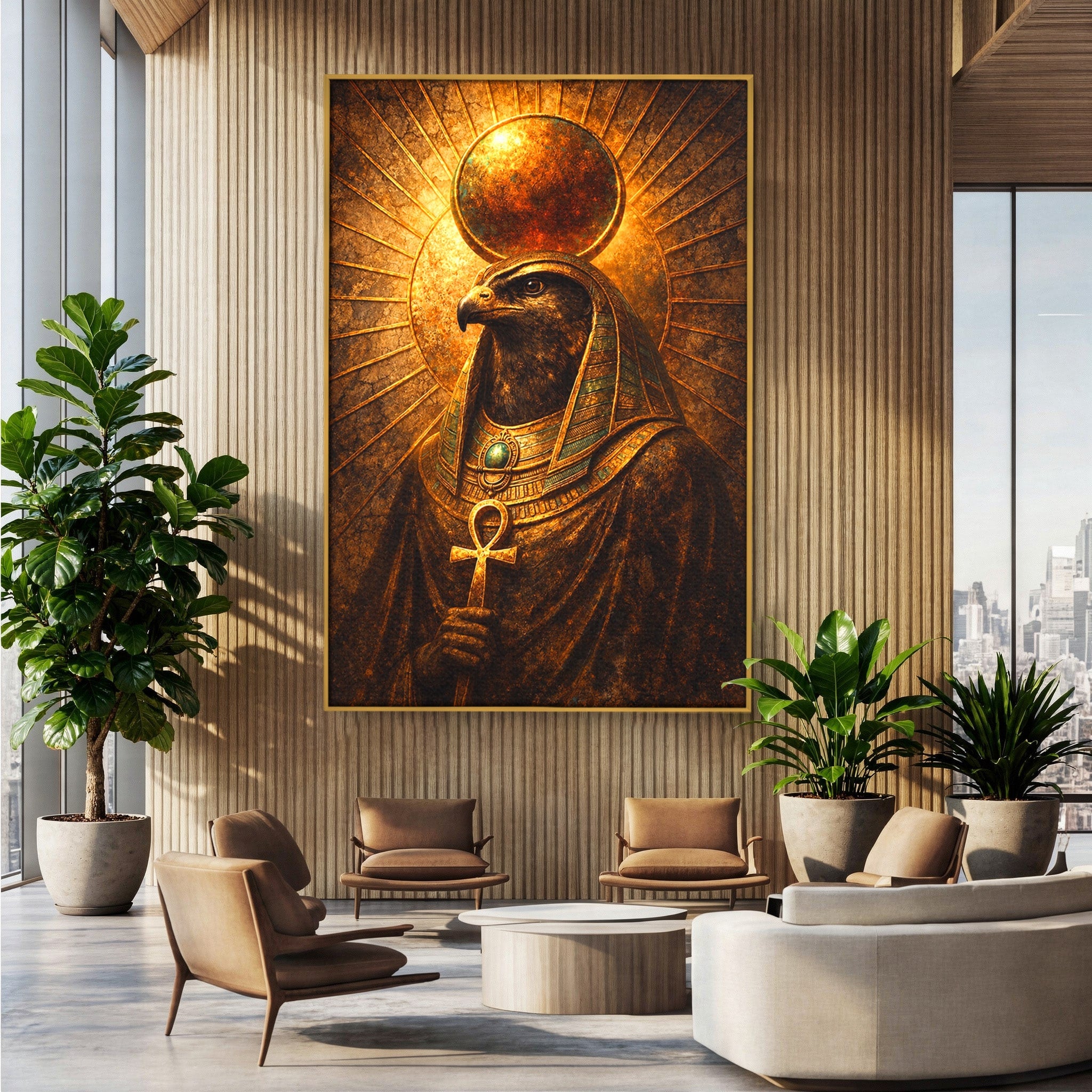 Tablou Canvas Premium LuxCanva® T1035, Zeul Egiptean Horus, Egipt, Mitologie, Zeitate, Vultur, Living, Culori Vibrante