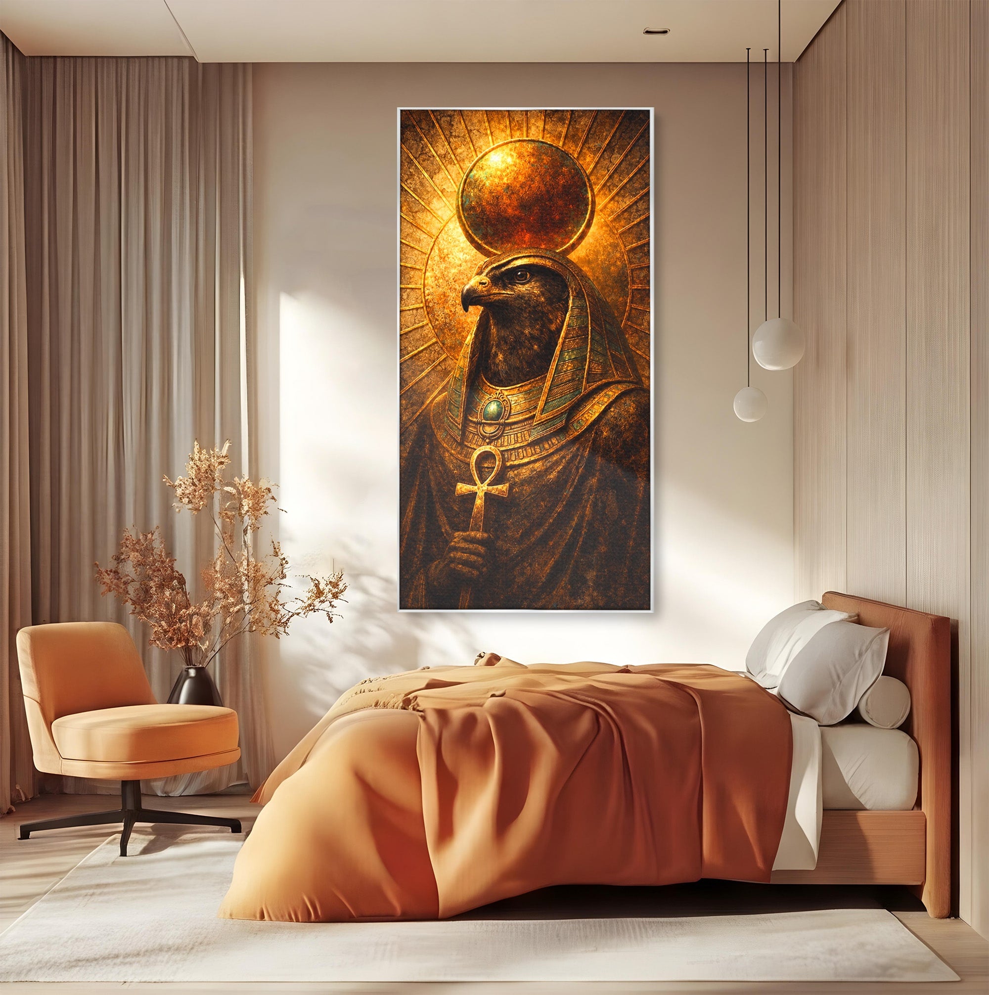 Tablou Canvas Premium LuxCanva® T1035, Zeul Egiptean Horus, Egipt, Mitologie, Zeitate, Vultur, Living, Culori Vibrante