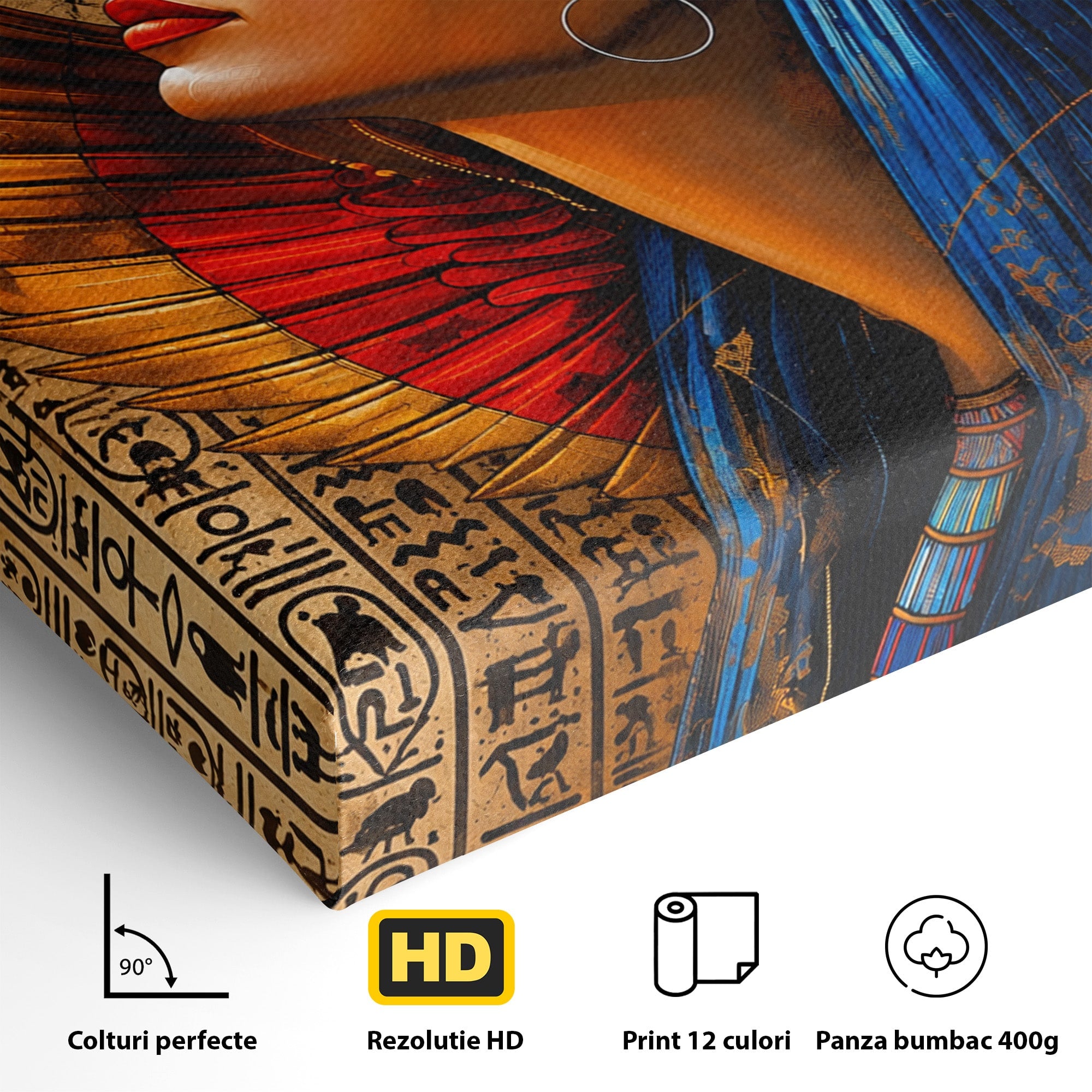 Tablou Canvas Premium LuxCanva® T1036, Privirea Zeitei Egiptene, Egipt, Regina, Portret, Istorie, Dormitor, Culori Vibrante