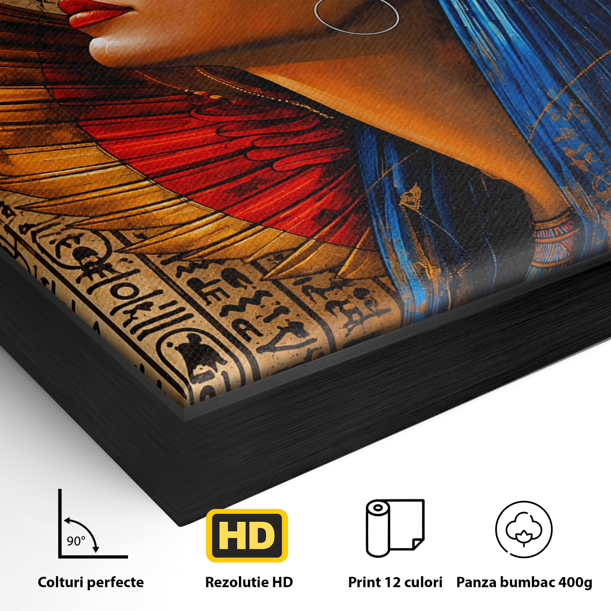 Tablou Canvas Premium LuxCanva® T1036, Privirea Zeitei Egiptene, Egipt, Regina, Portret, Istorie, Dormitor, Culori Vibrante