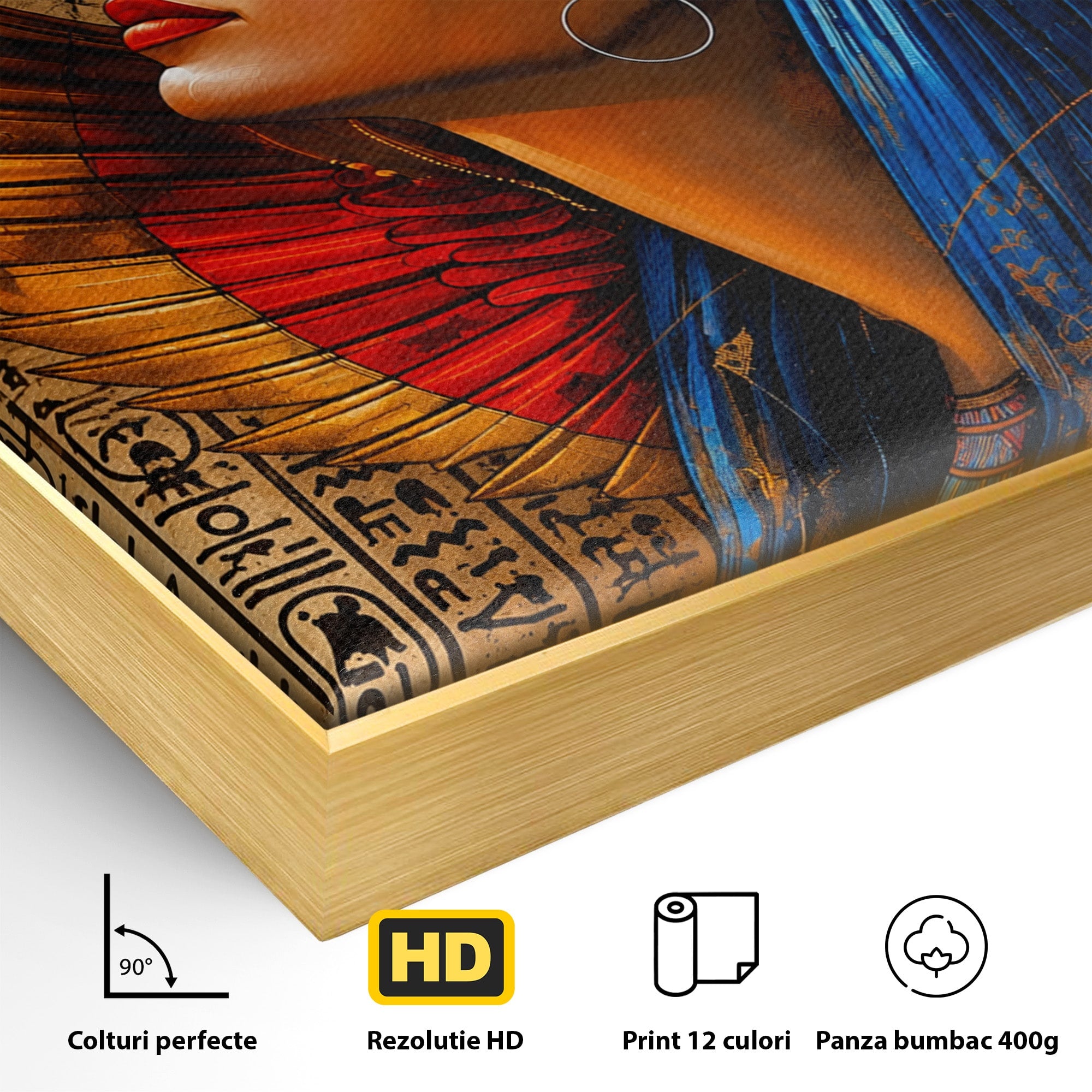 Tablou Canvas Premium LuxCanva® T1036, Privirea Zeitei Egiptene, Egipt, Regina, Portret, Istorie, Dormitor, Culori Vibrante