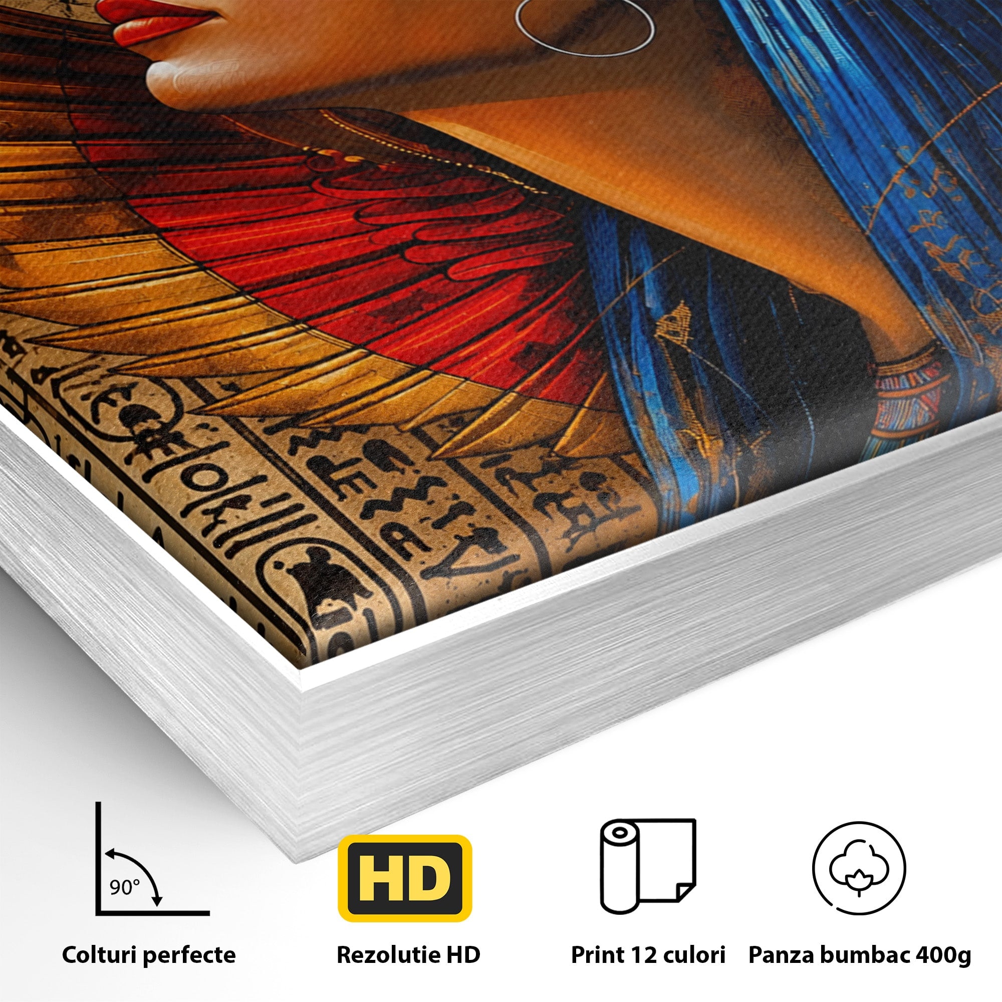 Tablou Canvas Premium LuxCanva® T1036, Privirea Zeitei Egiptene, Egipt, Regina, Portret, Istorie, Dormitor, Culori Vibrante