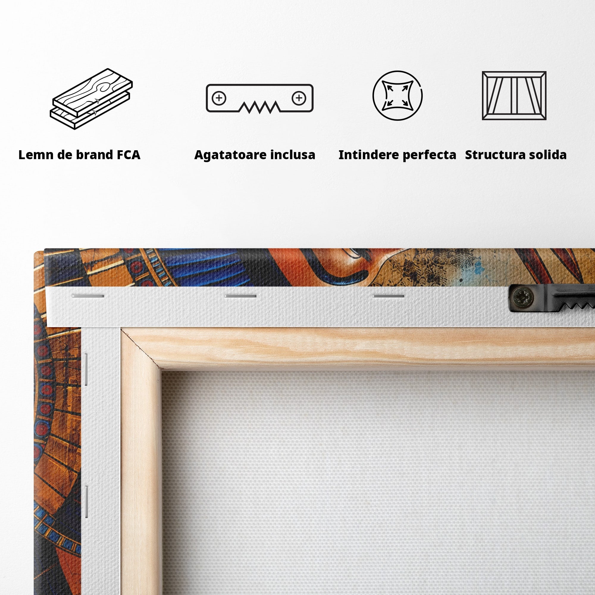 Tablou Canvas Premium LuxCanva® T1036, Privirea Zeitei Egiptene, Egipt, Regina, Portret, Istorie, Dormitor, Culori Vibrante