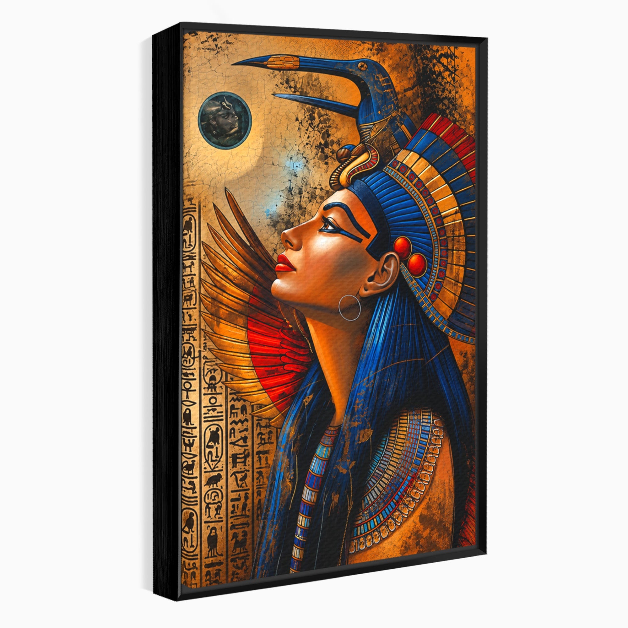Tablou Canvas Premium LuxCanva® T1036, Privirea Zeitei Egiptene, Egipt, Regina, Portret, Istorie, Dormitor, Culori Vibrante